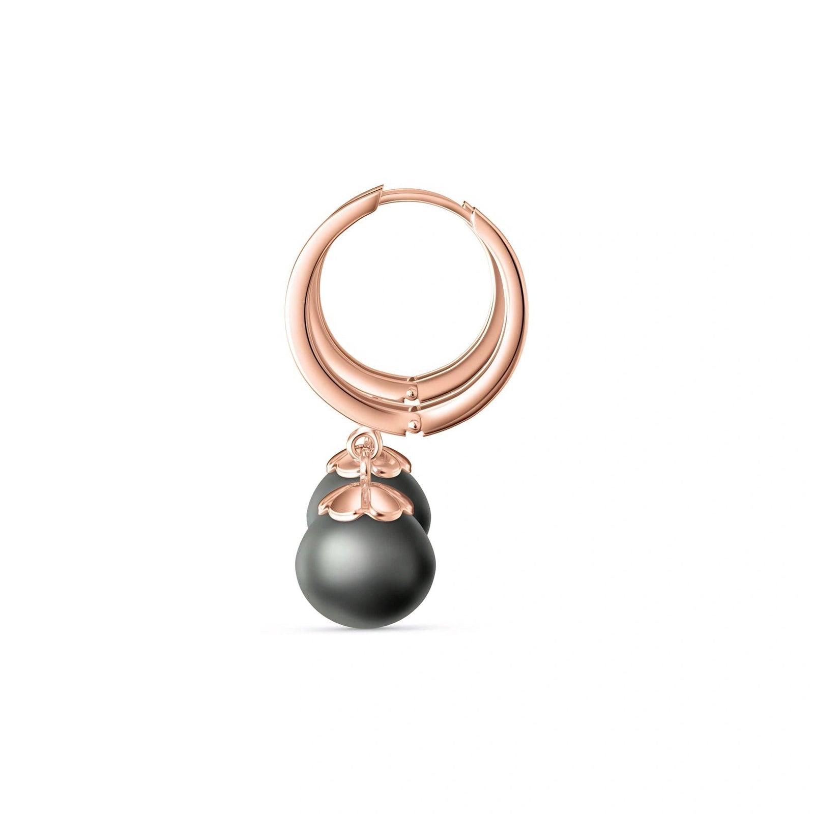 Rose Gold Charm Earrings Pearl 10K — Giovannina