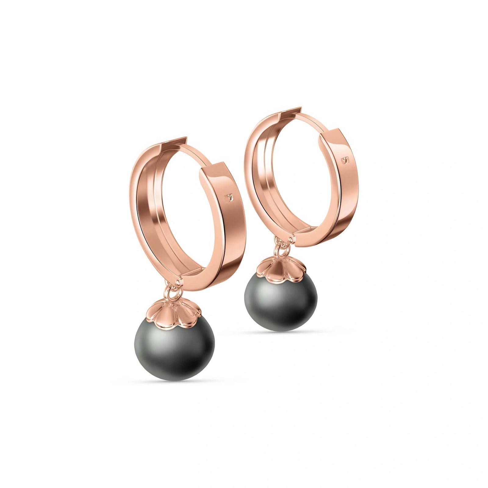 Rose Gold Charm Earrings Pearl 10K — Giovannina