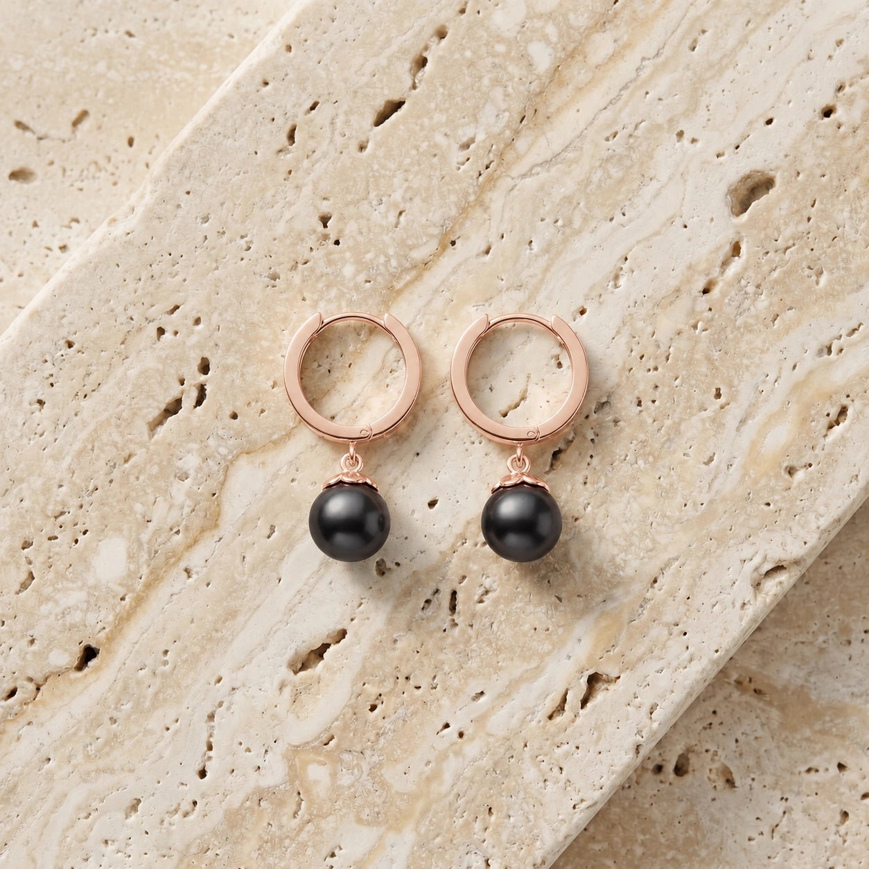 Rose Gold Charm Earrings Pearl 10K — Giovannina