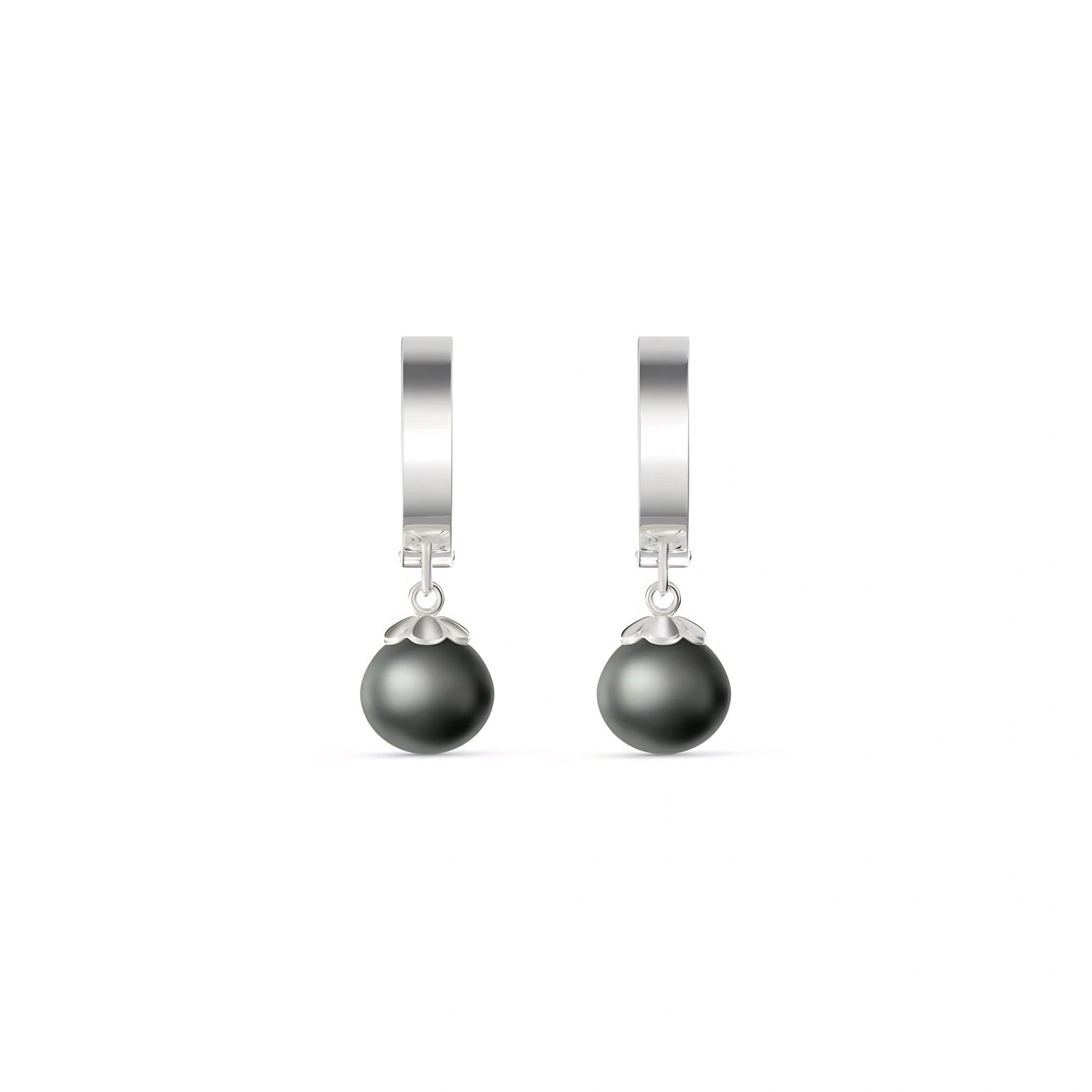 White Gold Charm Earrings Pearl 10K — Giovannina