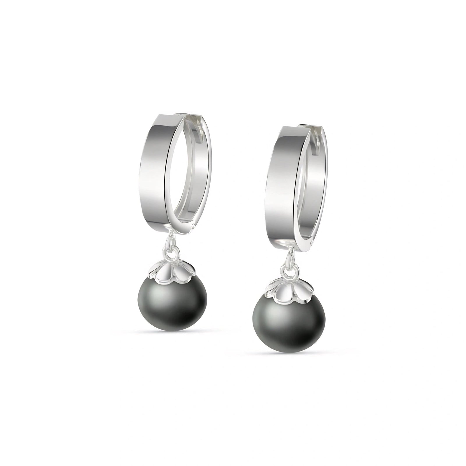 White Gold Charm Earrings Pearl 10K — Giovannina