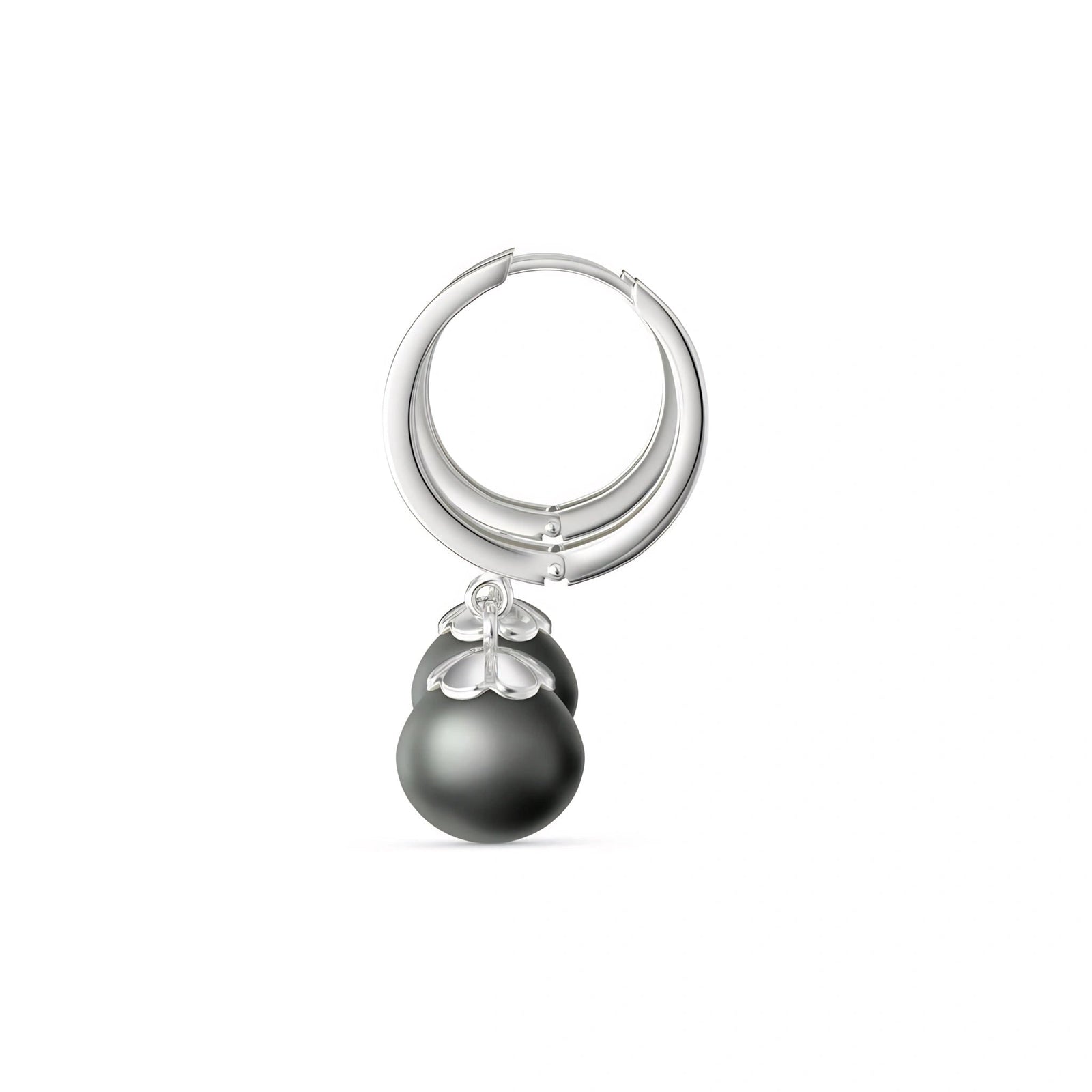 White Gold Charm Earrings Pearl 10K — Giovannina