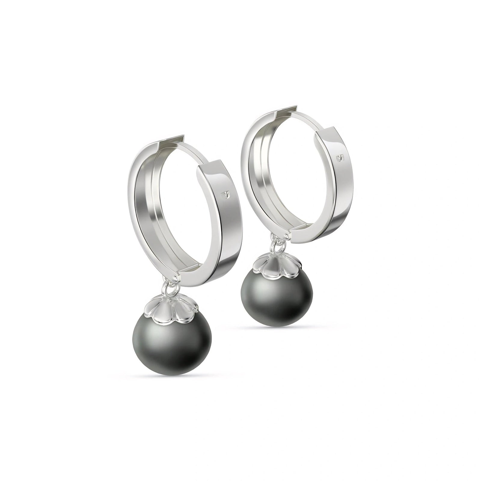 White Gold Charm Earrings Pearl 10K — Giovannina
