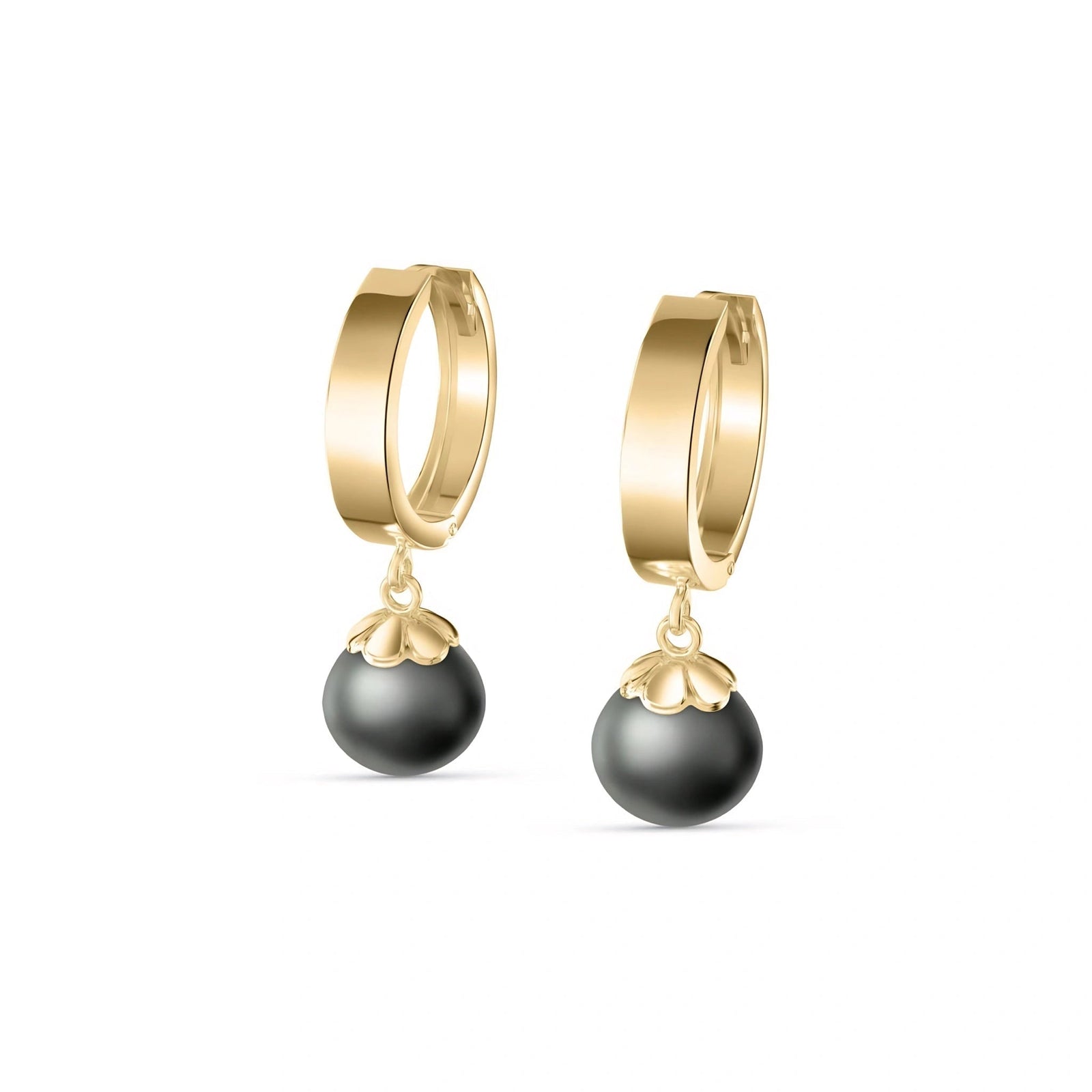 Yellow Gold Charm Earrings Pearl 10K — Giovannina