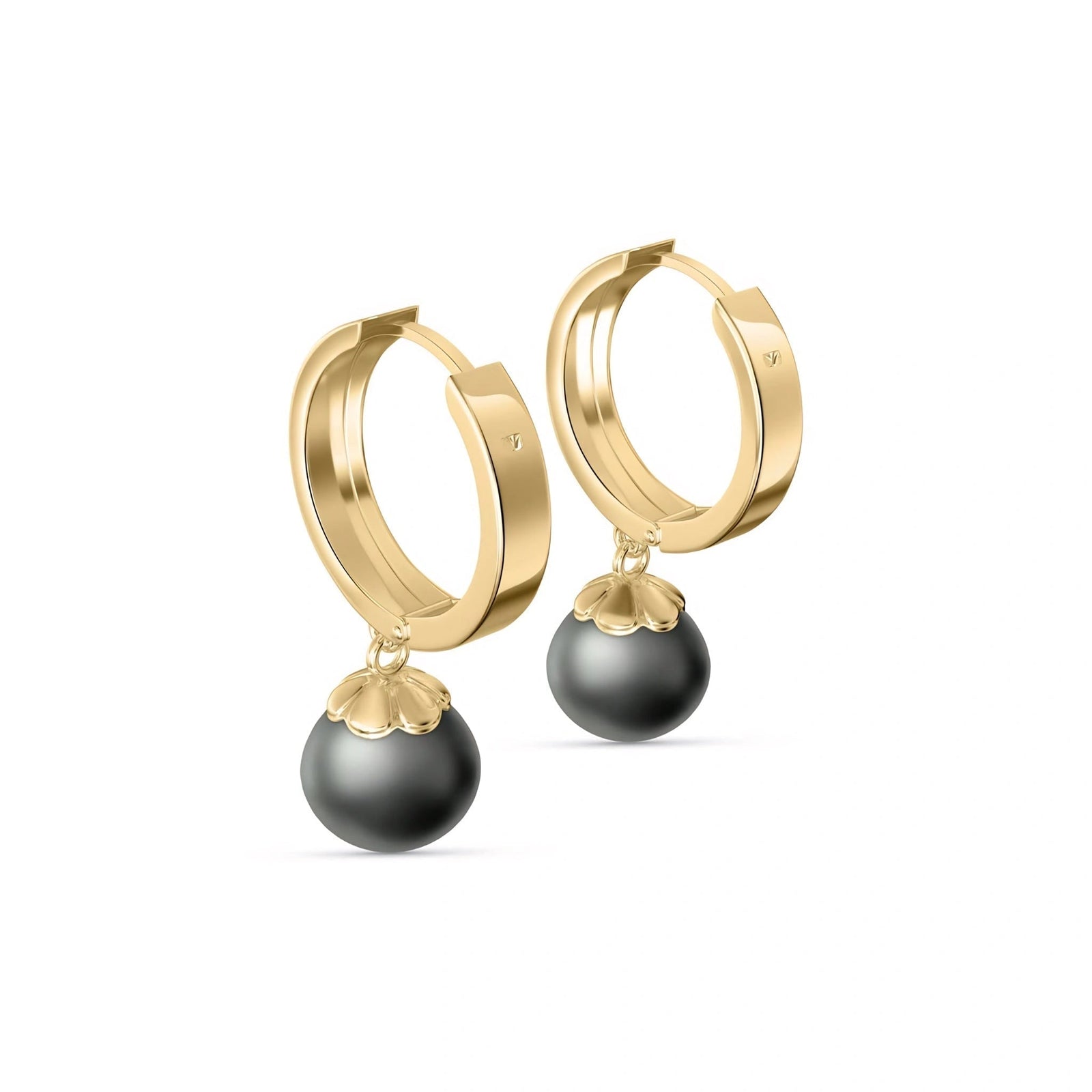 Yellow Gold Charm Earrings Pearl 10K — Giovannina