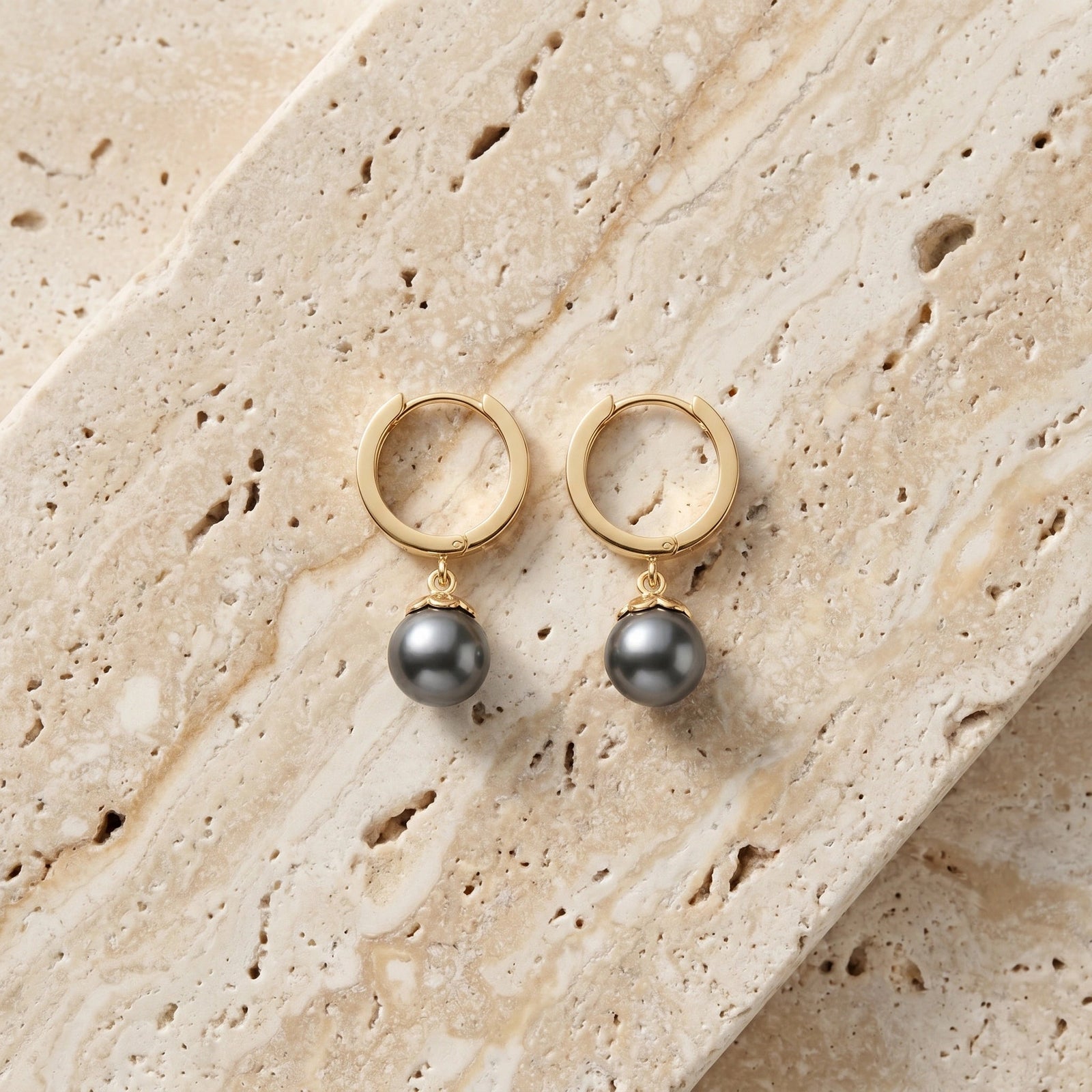 Yellow Gold Charm Earrings Pearl 10K — Giovannina