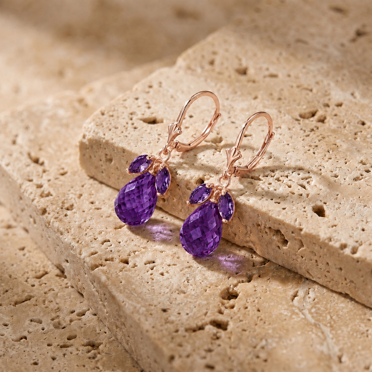 Rose Gold Belle Earrings Amethyst 10K — Italia