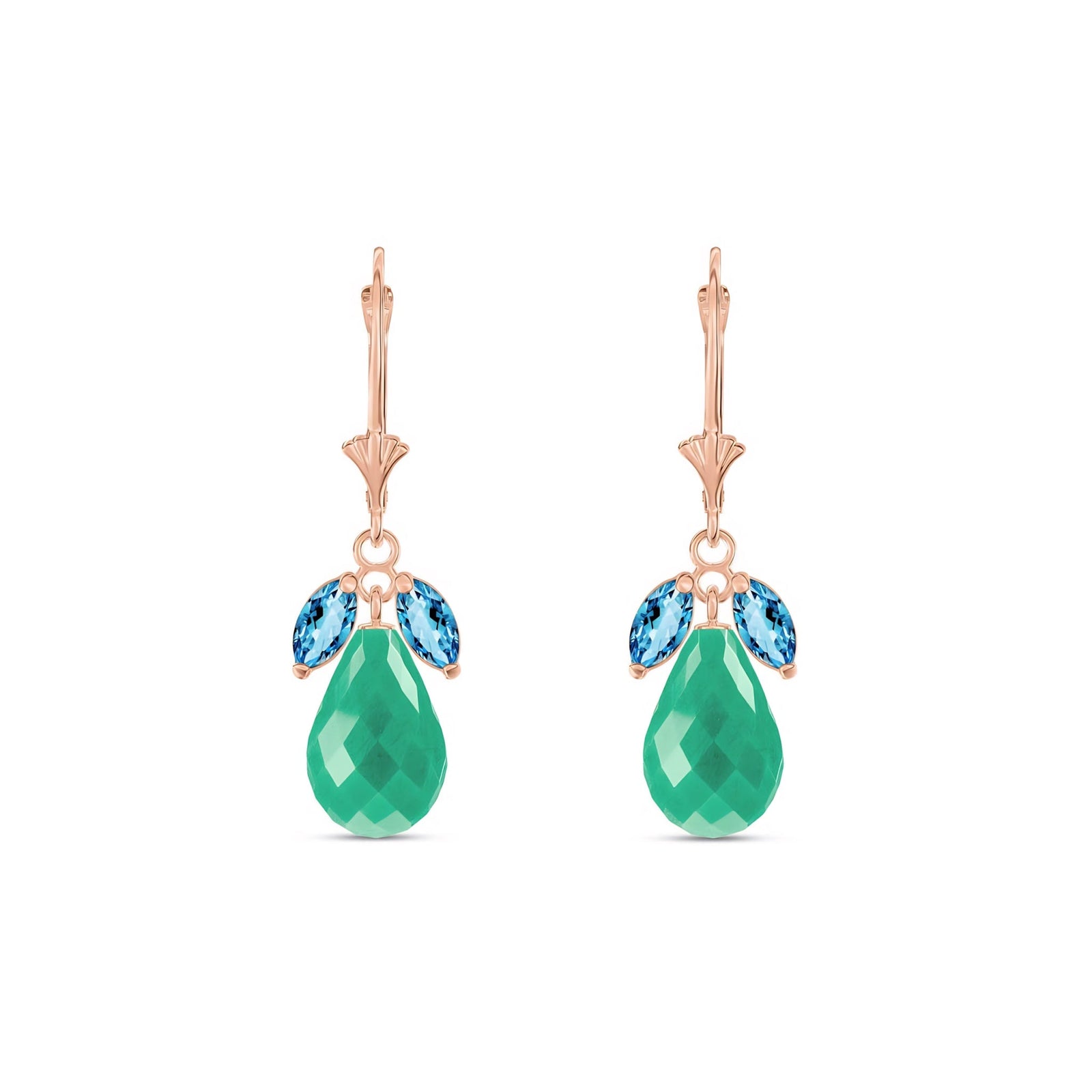 Rose Gold Belle Earrings Blue Topaz 10K — Italia