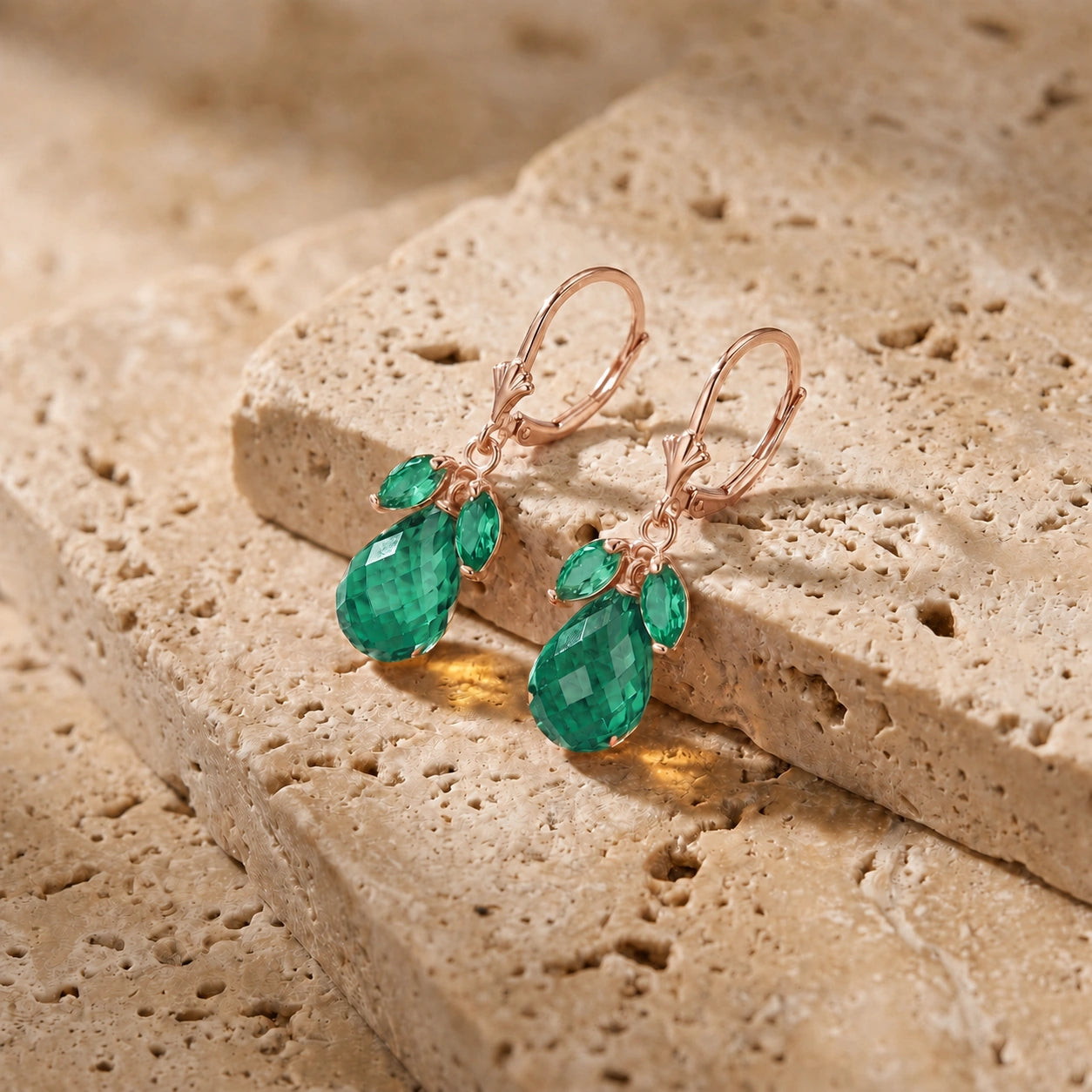 Rose Gold Belle Earrings Blue Topaz 10K — Italia