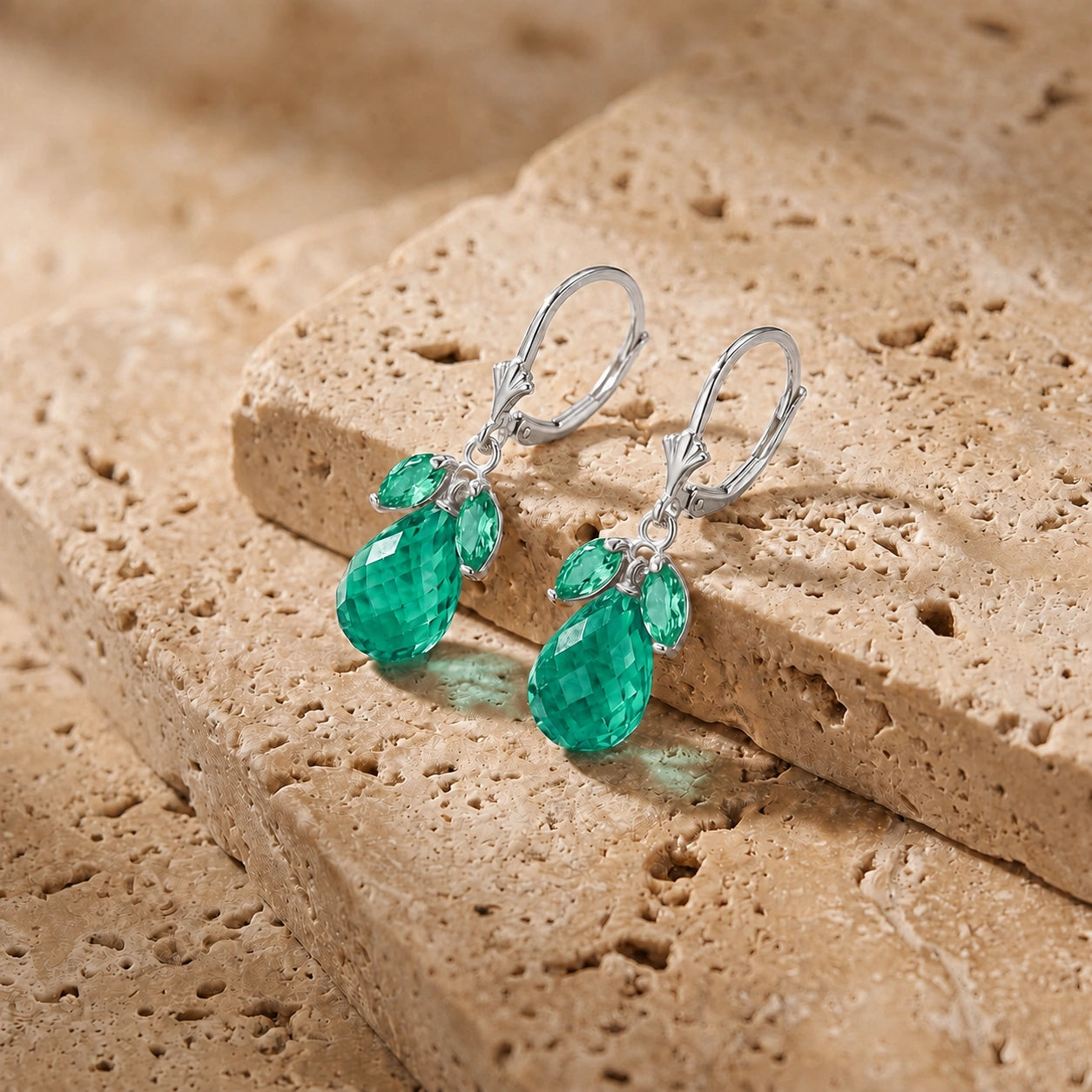 White Gold Belle Earrings Blue Topaz 10K — Italia