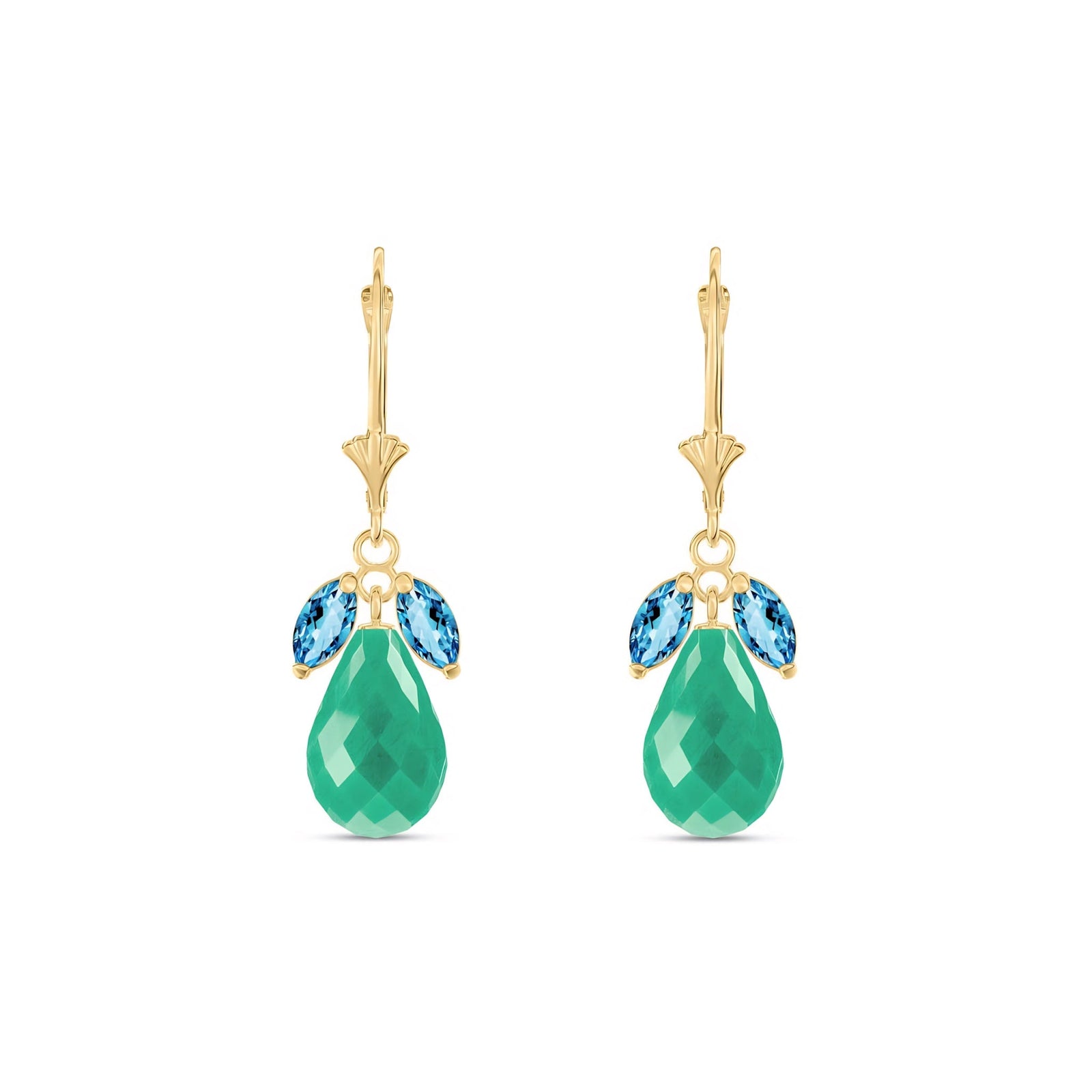 Yellow Gold Belle Earrings Blue Topaz 10K — Italia