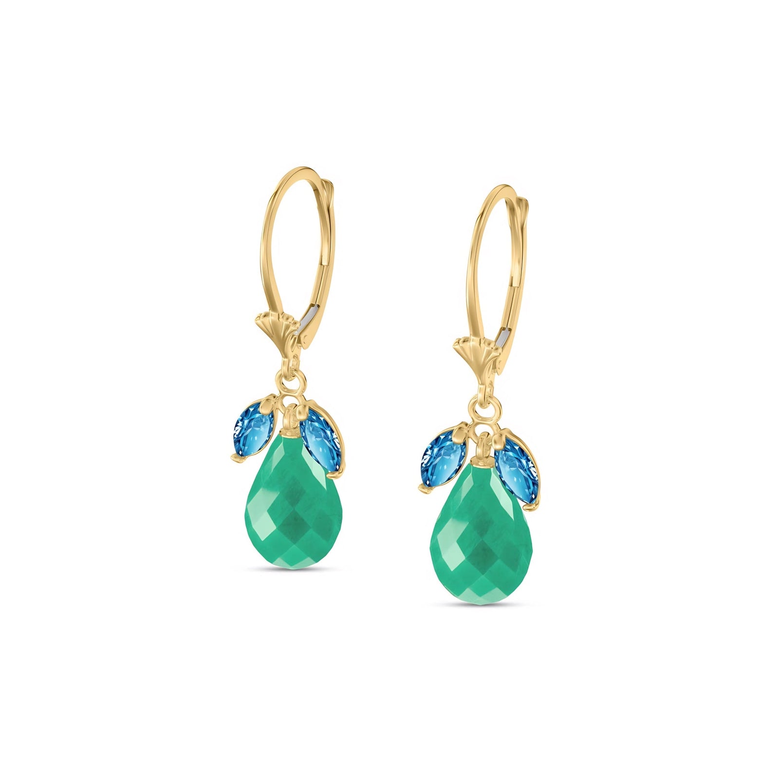 Yellow Gold Belle Earrings Blue Topaz 10K — Italia