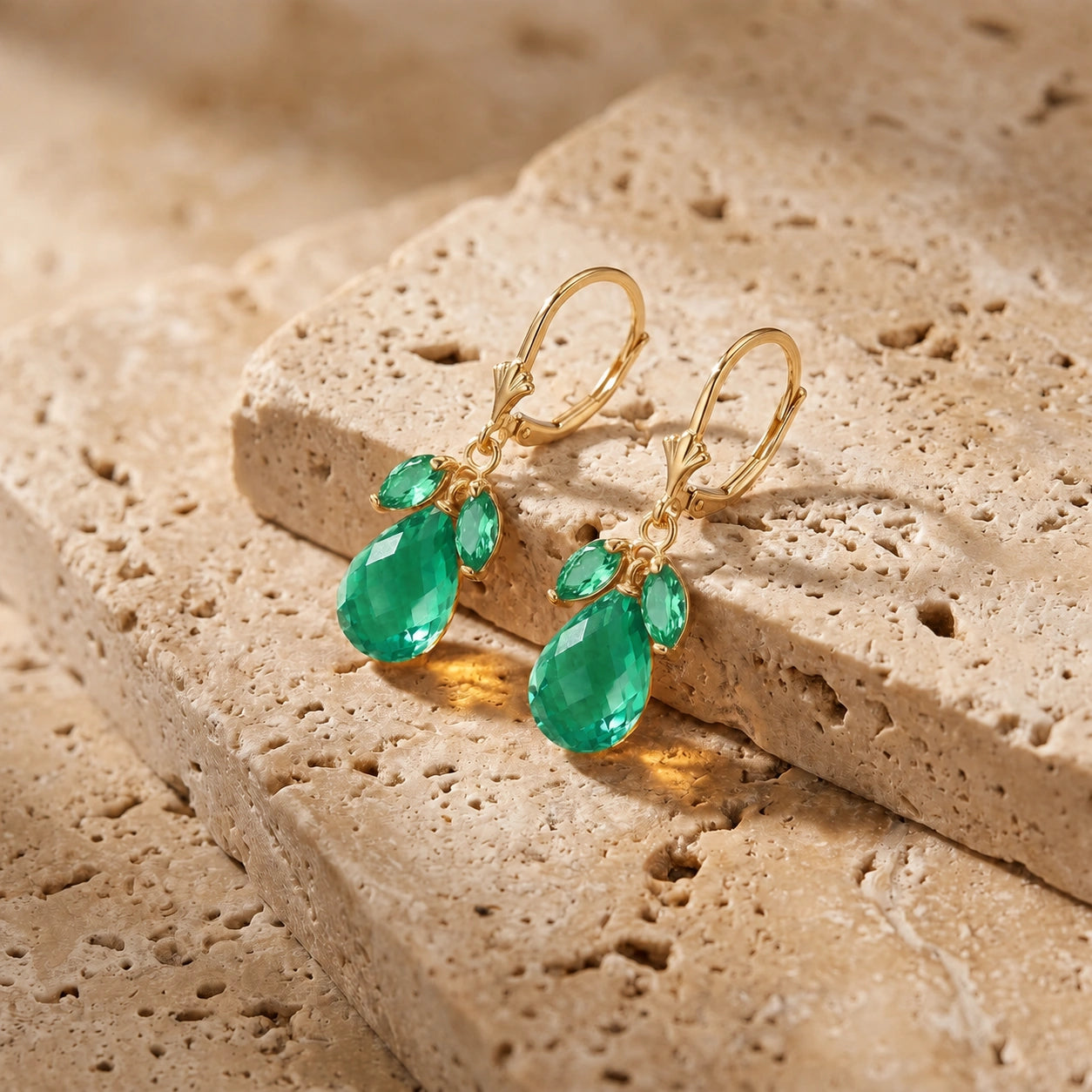 Yellow Gold Belle Earrings Blue Topaz 10K — Italia
