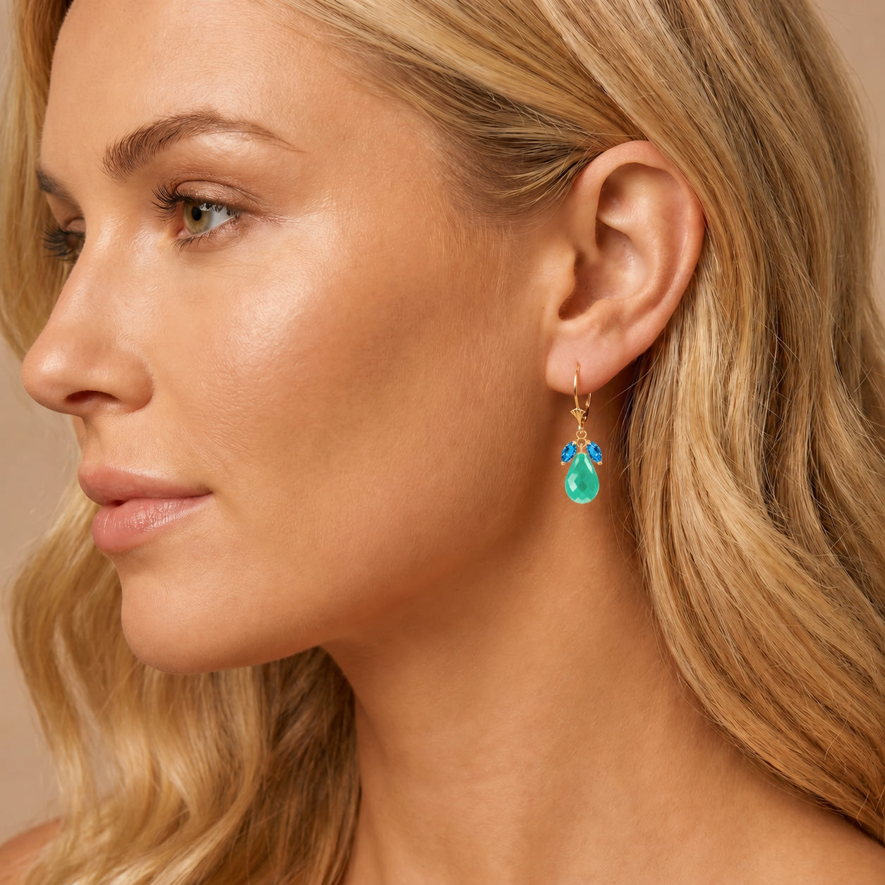 Yellow Gold Belle Earrings Blue Topaz 10K — Italia