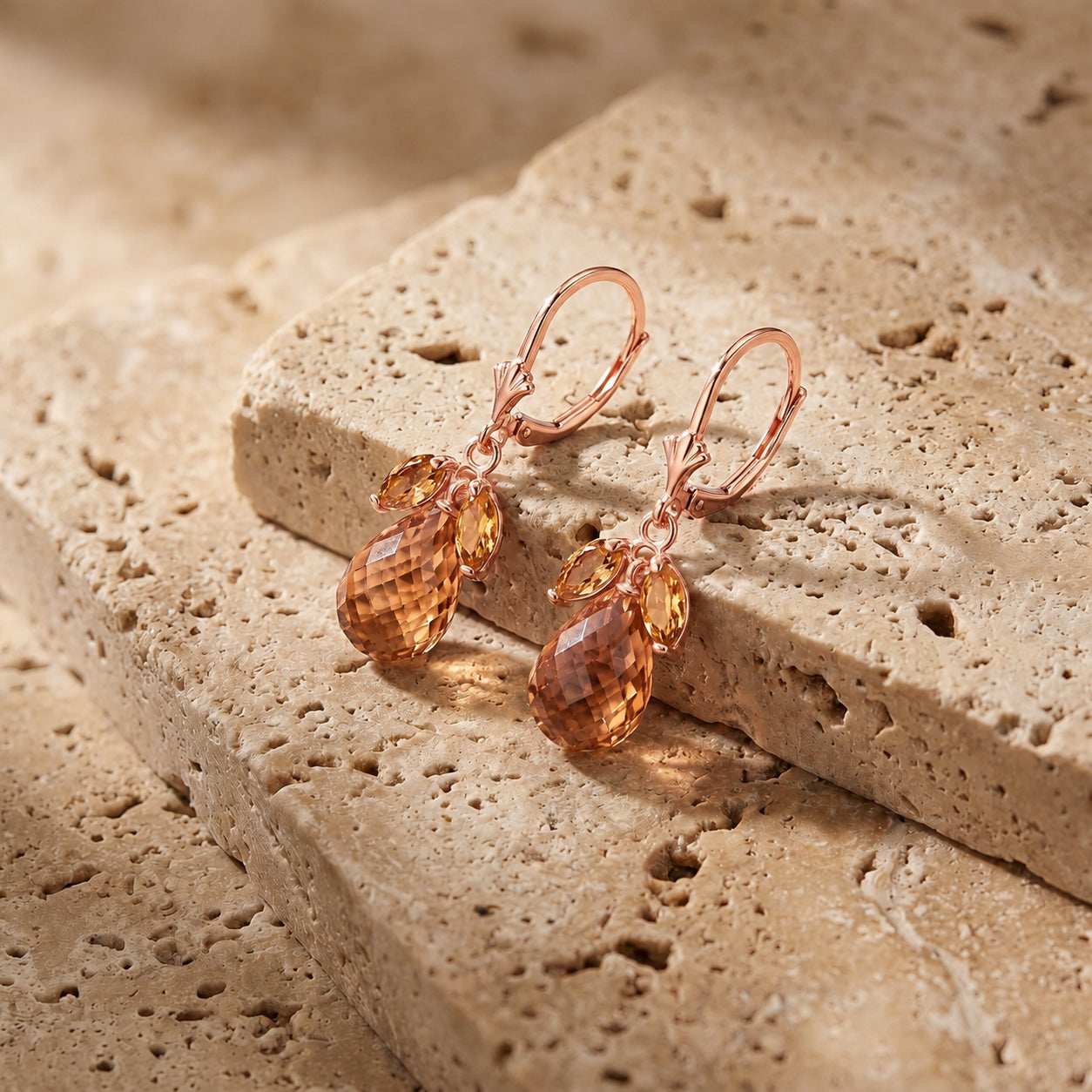 Rose Gold Belle Earrings Citrine 10K — Italia