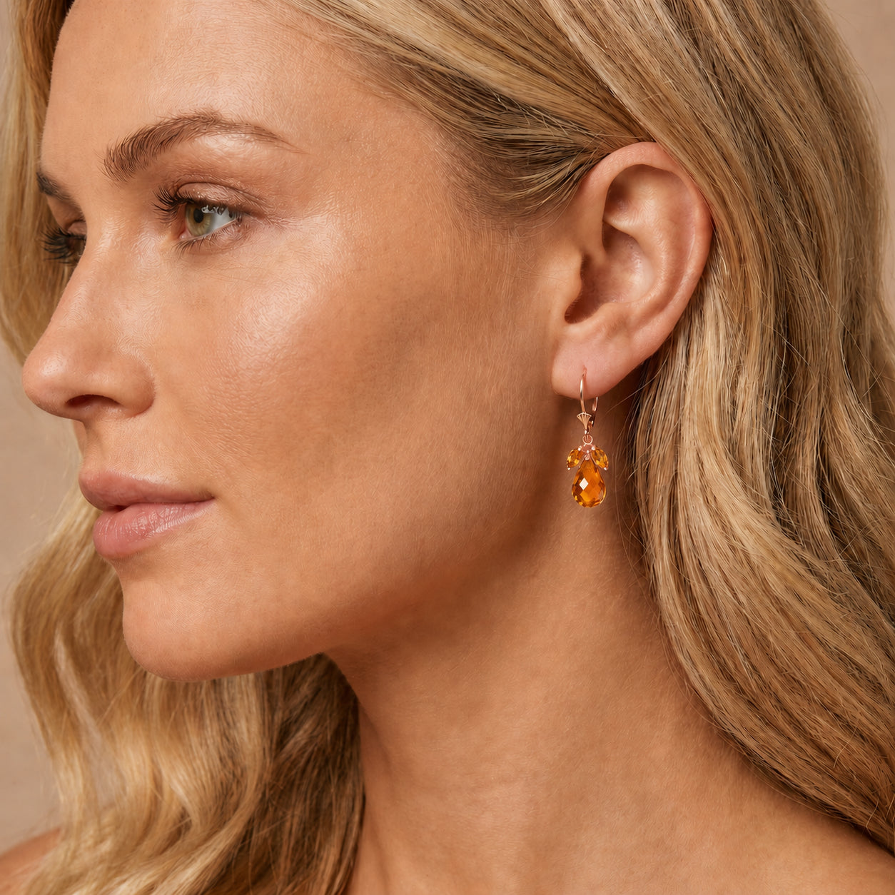 Rose Gold Belle Earrings Citrine 10K — Italia