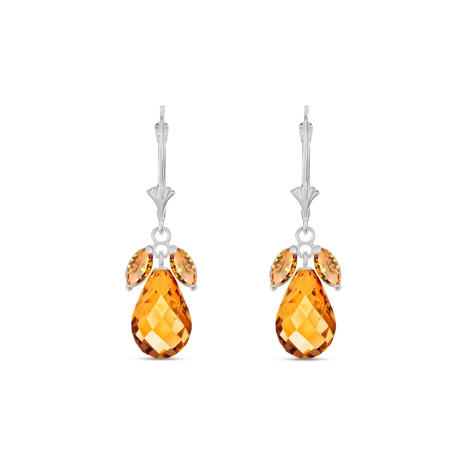 White Gold Belle Earrings Citrine 10K — Italia