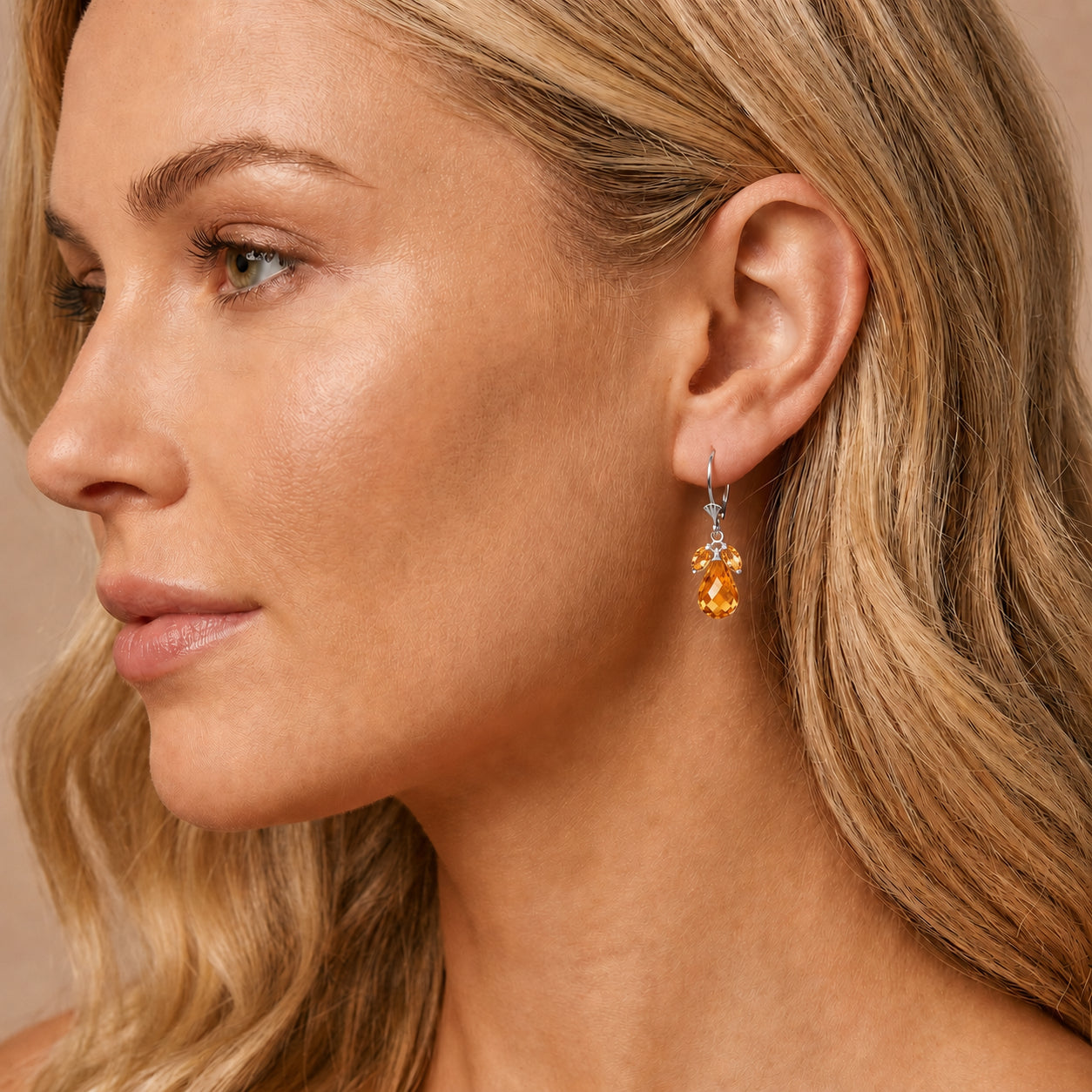 White Gold Belle Earrings Citrine 10K — Italia