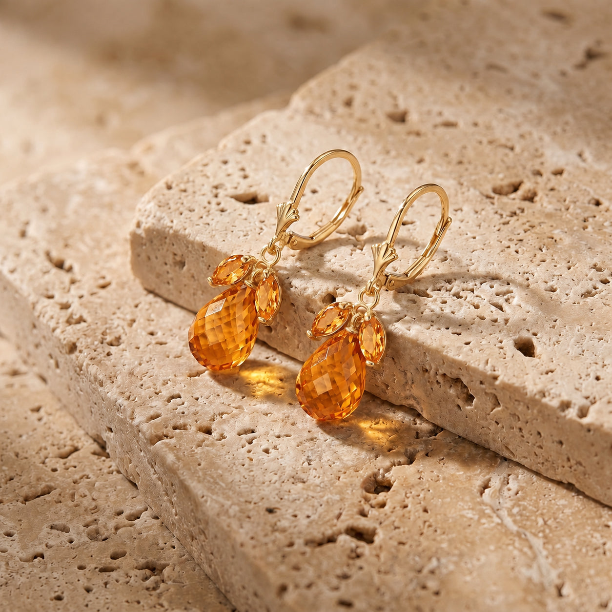 Yellow Gold Belle Earrings Citrine 10K — Italia