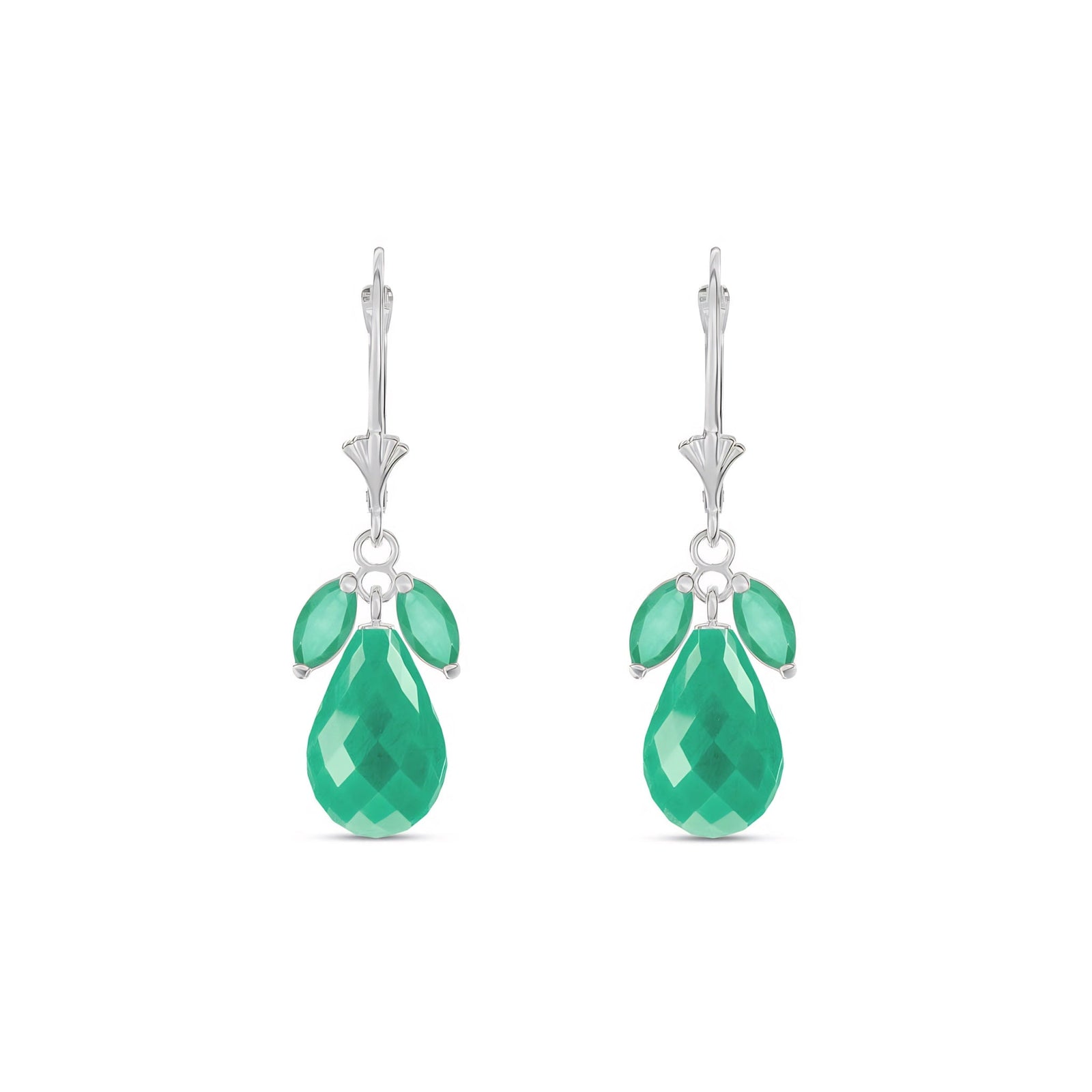White Gold Belle Earrings Emerald 10K — Italia