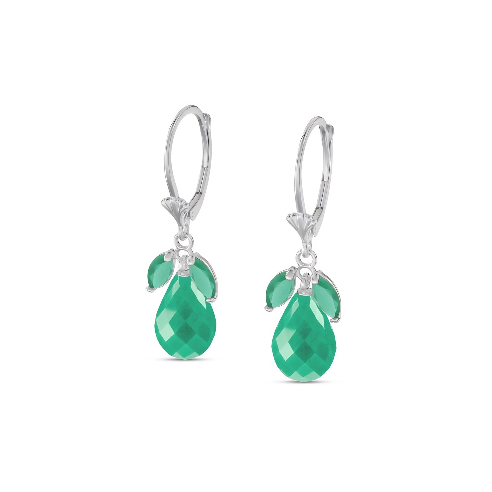 White Gold Belle Earrings Emerald 10K — Italia