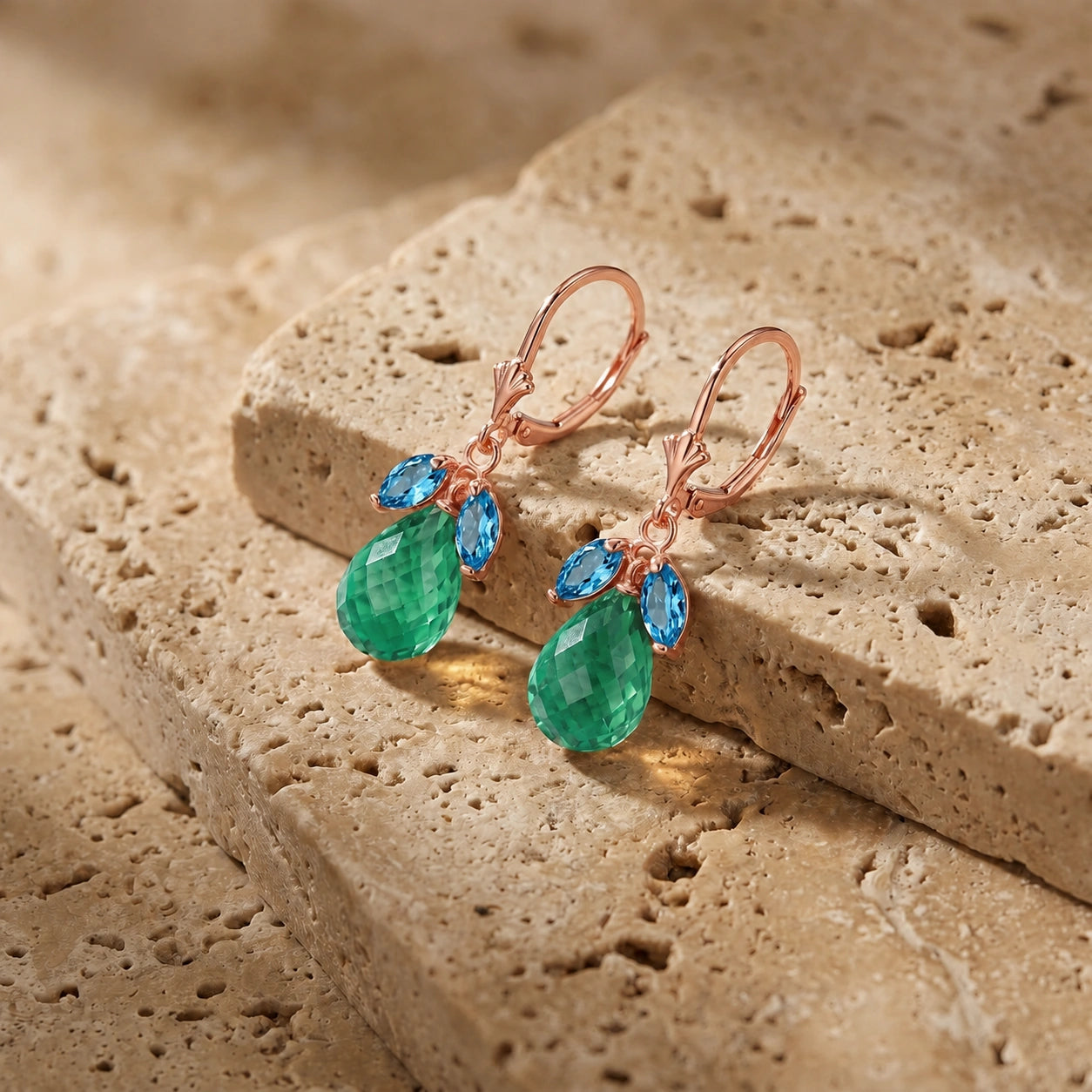 Rose Gold Belle Earrings Peridot 10K — Italia
