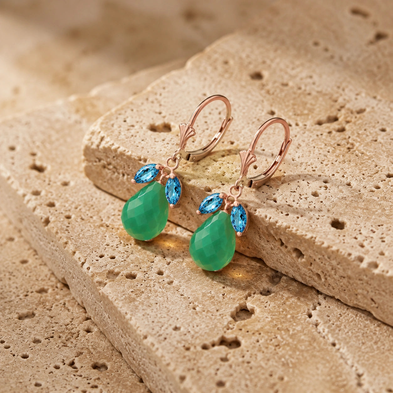 Rose Gold Belle Earrings Peridot 10K — Italia