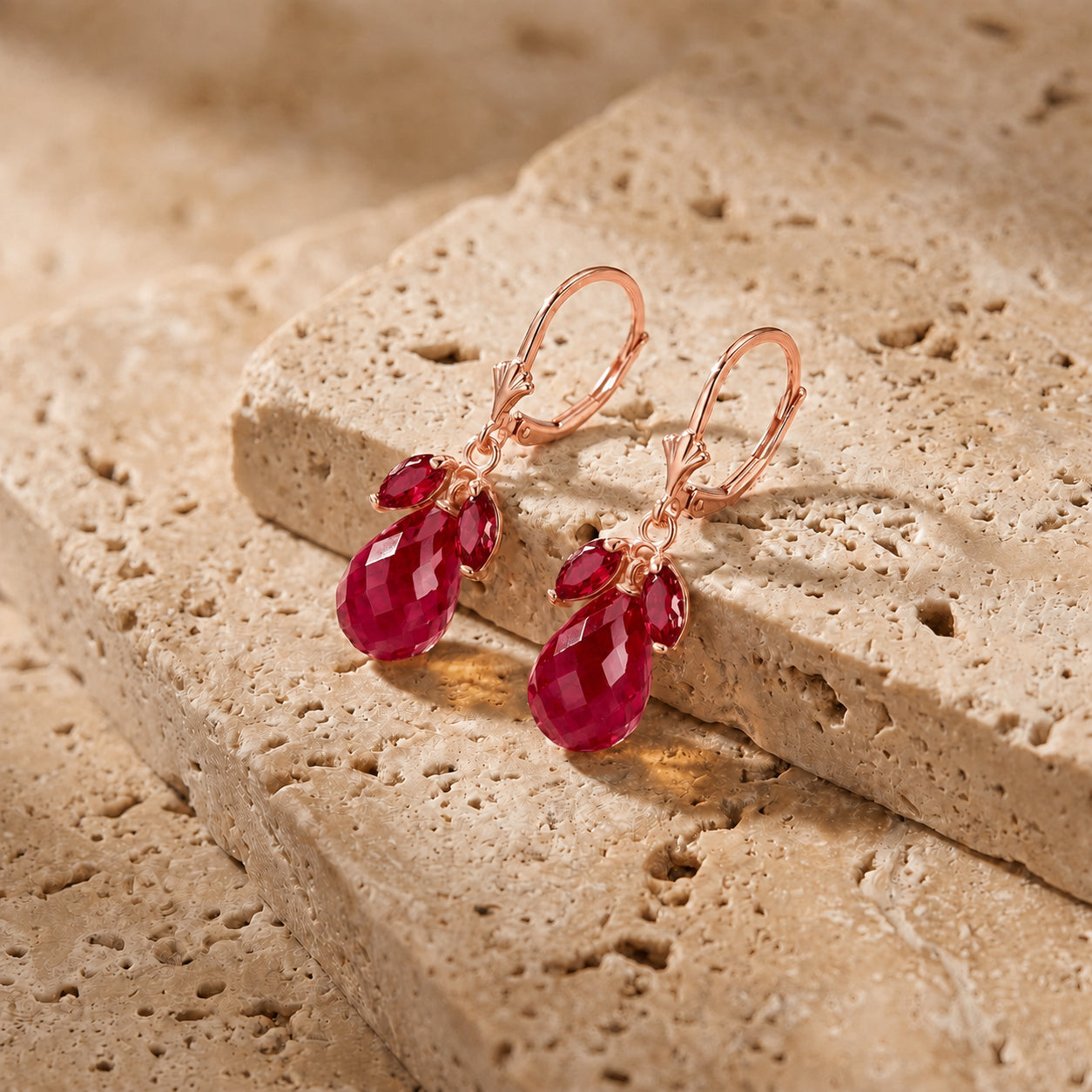 Rose Gold Belle Earrings Ruby 10K — Italia