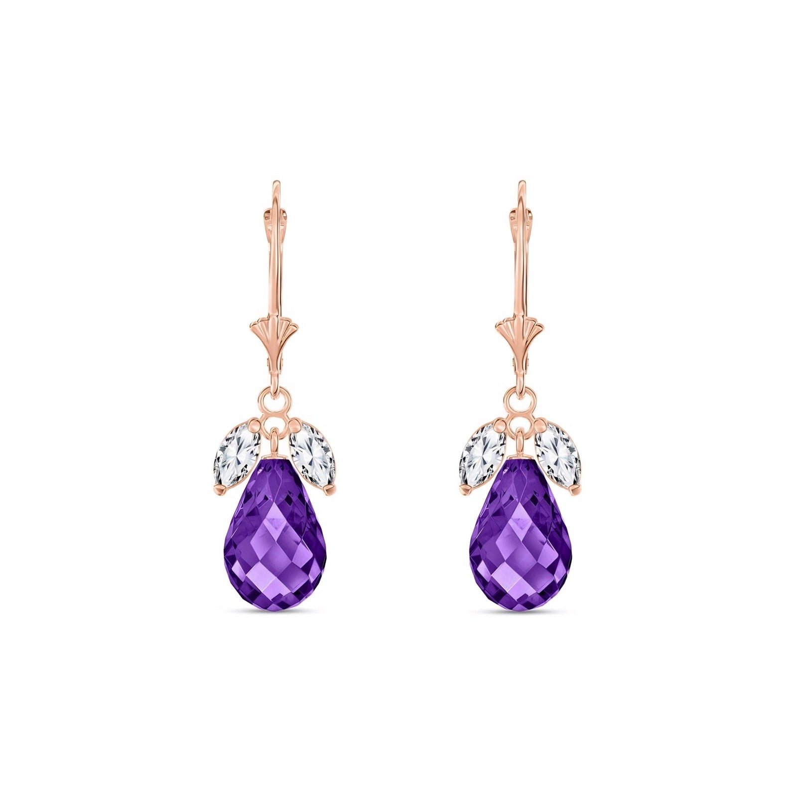 Rose Gold Belle Earrings White Topaz 10K — Italia