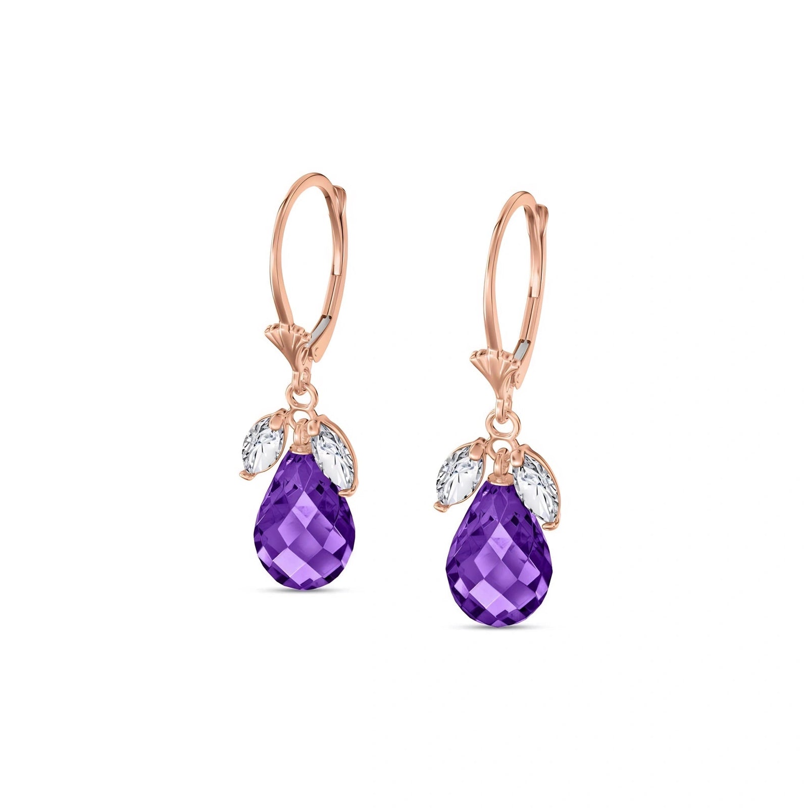 Rose Gold Belle Earrings White Topaz 10K — Italia