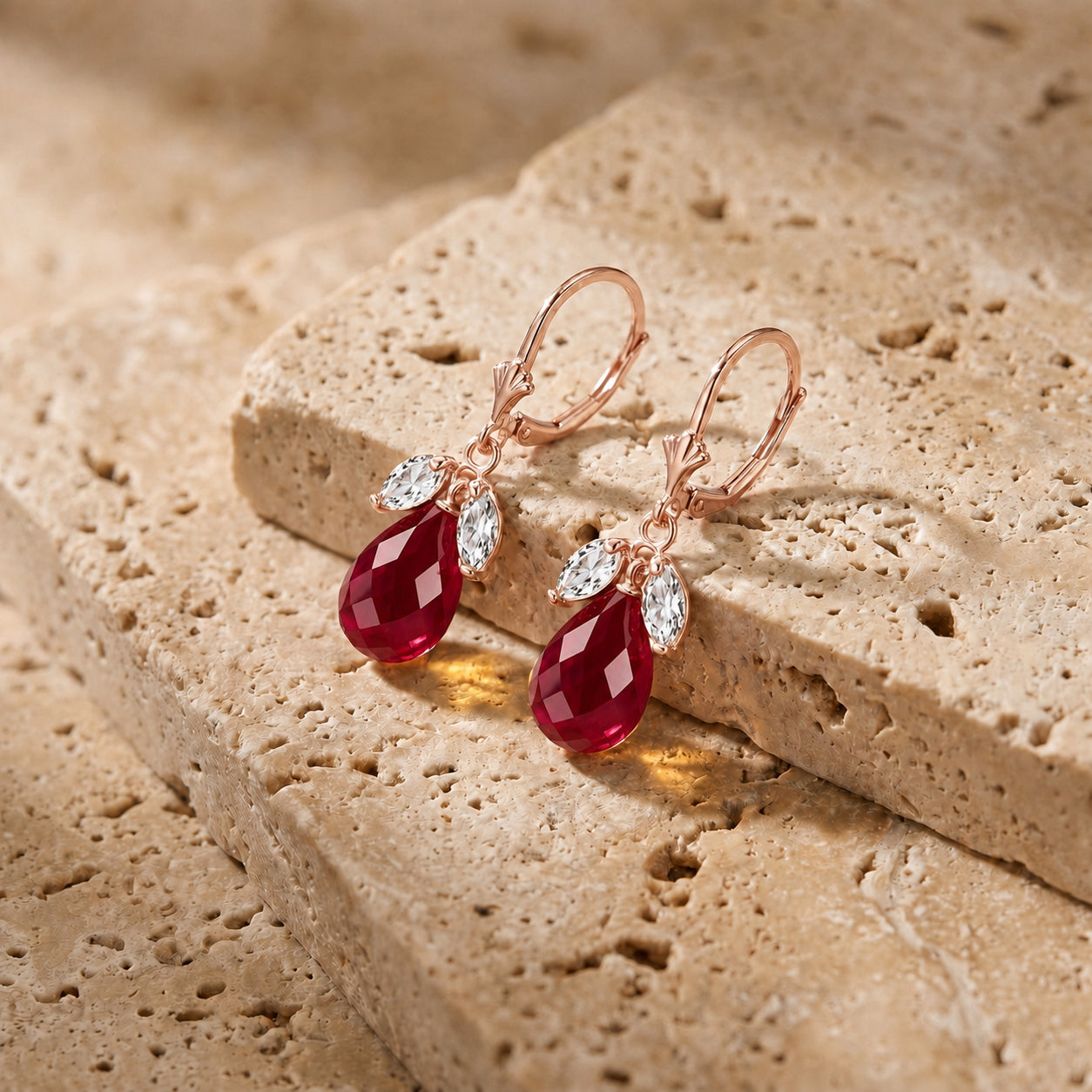 Rose Gold Belle Earrings White Topaz 10K — Italia