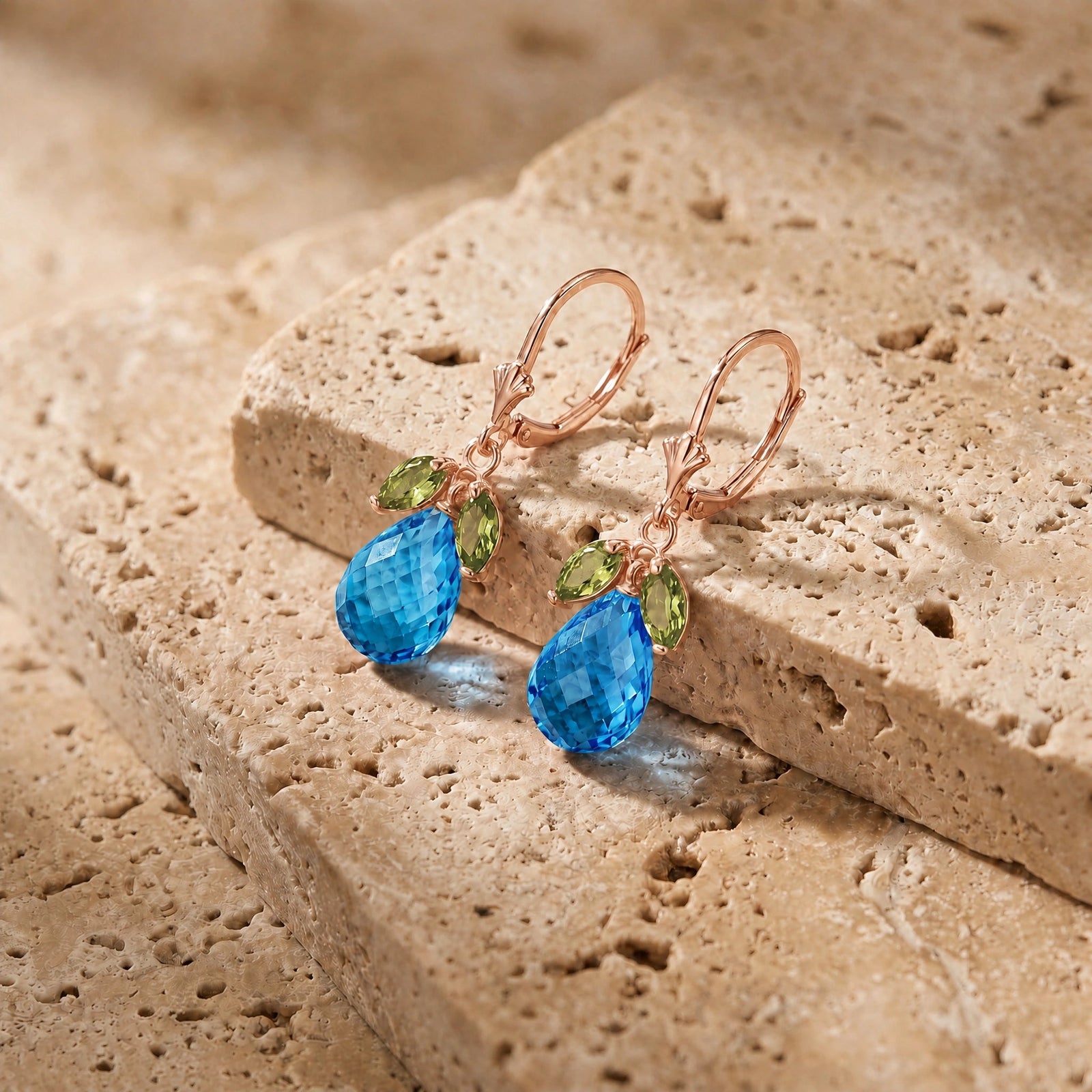 Rose Gold Belle Earrings White Topaz 10K — Italia