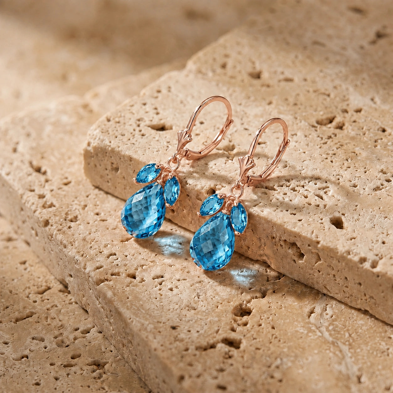 Rose Gold Belle Earrings White Topaz 10K — Italia