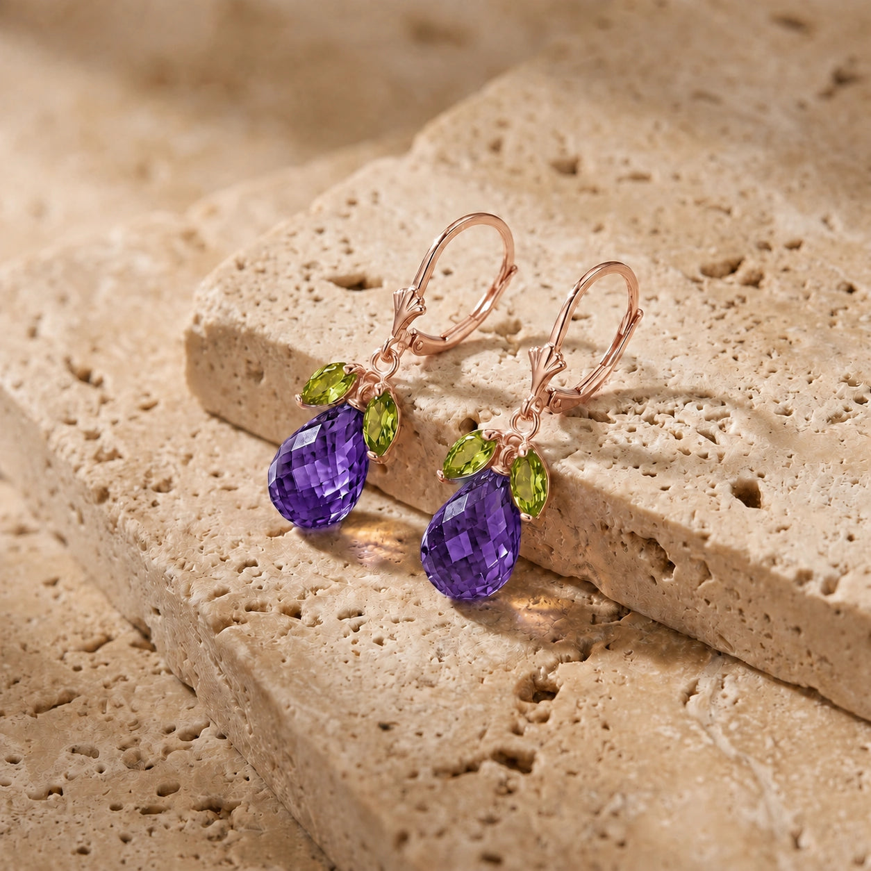 Rose Gold Belle Earrings White Topaz 10K — Italia