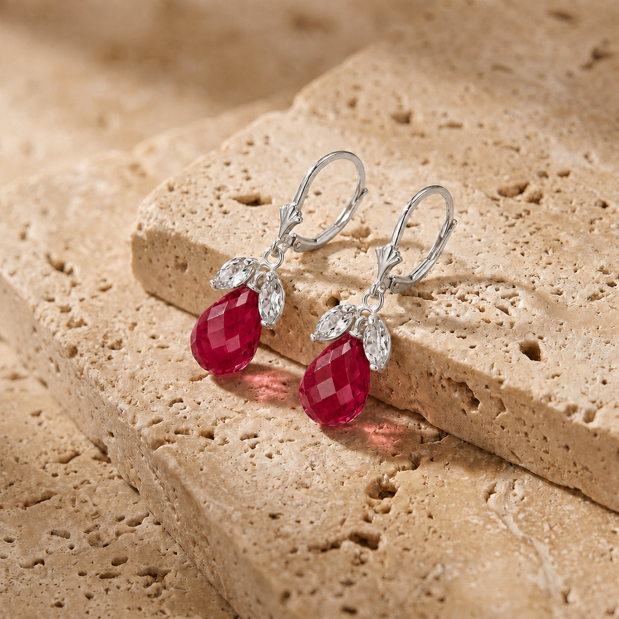 White Gold Belle Earrings White Topaz 10K — Italia