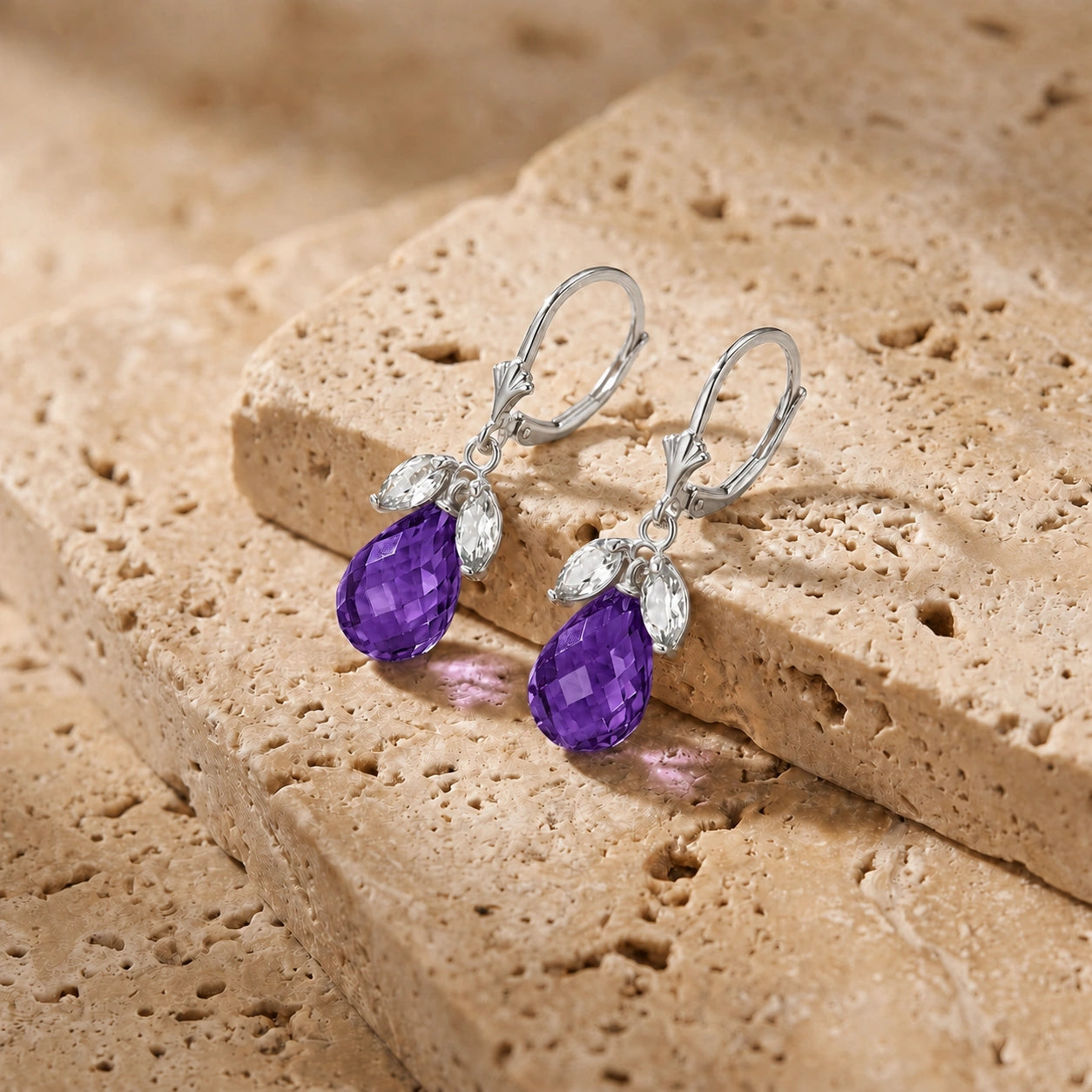 White Gold Belle Earrings White Topaz 10K — Italia