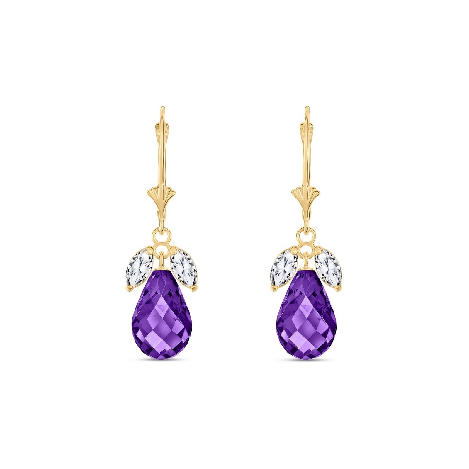 Yellow Gold Belle Earrings White Topaz 10K — Italia