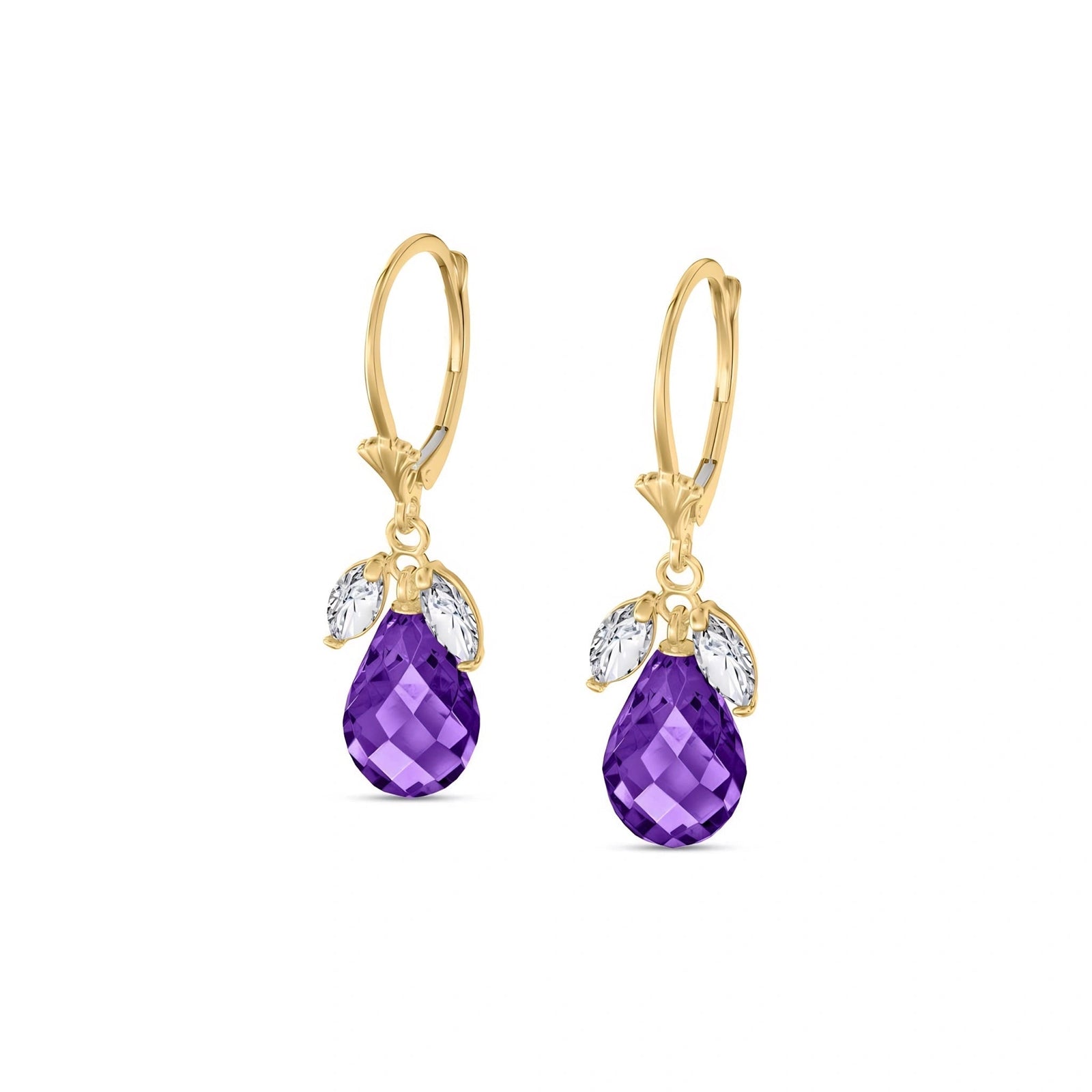 Yellow Gold Belle Earrings White Topaz 10K — Italia