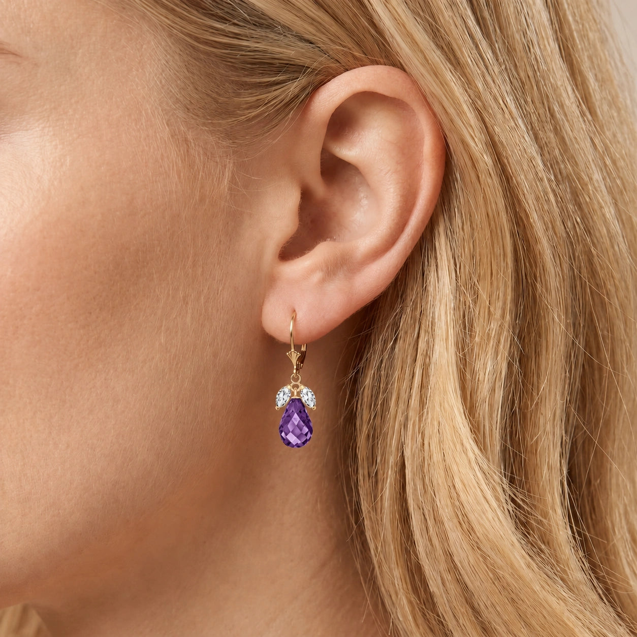 Yellow Gold Belle Earrings White Topaz 10K — Italia