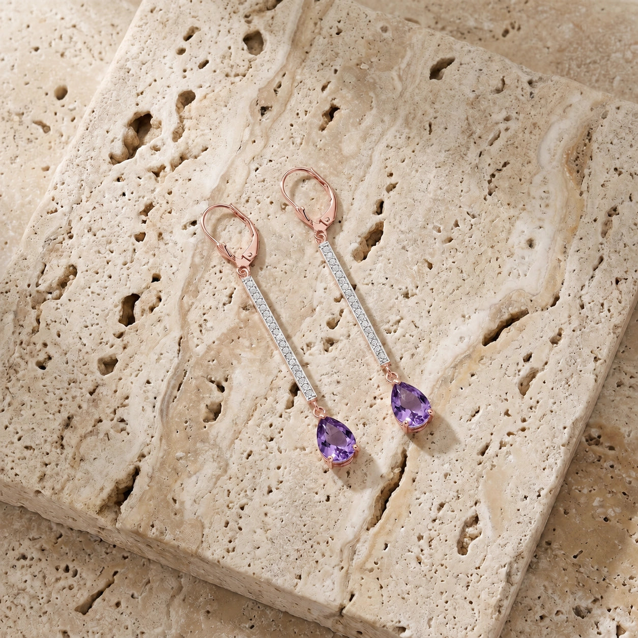 Rose Gold Belle Earrings Amethyst 10K — Miranda