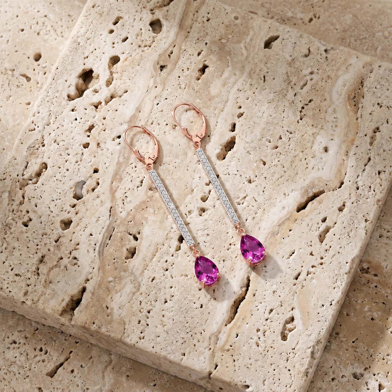 Rose Gold Belle Earrings Pink Topaz 10K — Miranda