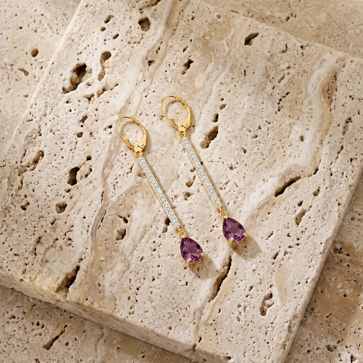 Yellow Gold Belle Earrings Pink Topaz 10K — Miranda