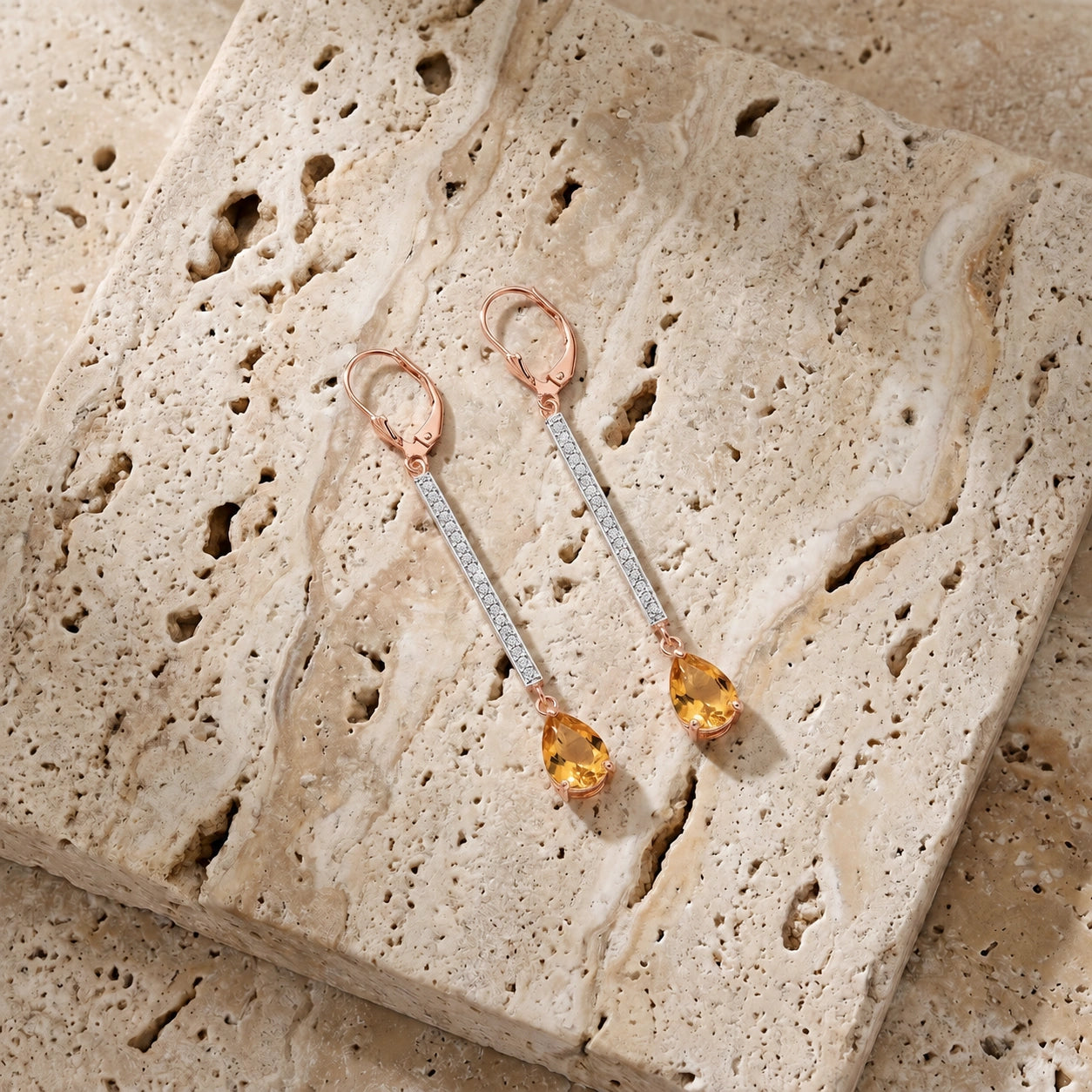 Rose Gold Belle Earrings Citrine 10K — Miranda