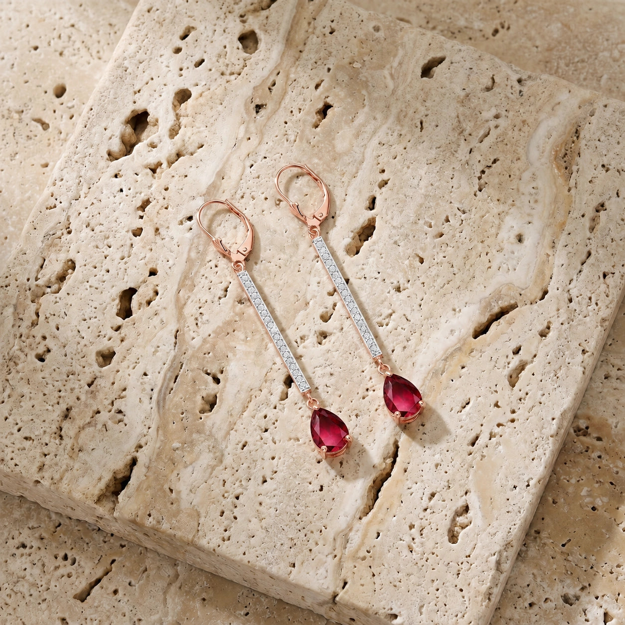 Rose Gold Belle Earrings Ruby 10K — Miranda