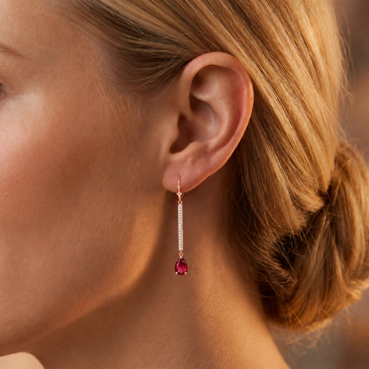 Rose Gold Belle Earrings Ruby 10K — Miranda