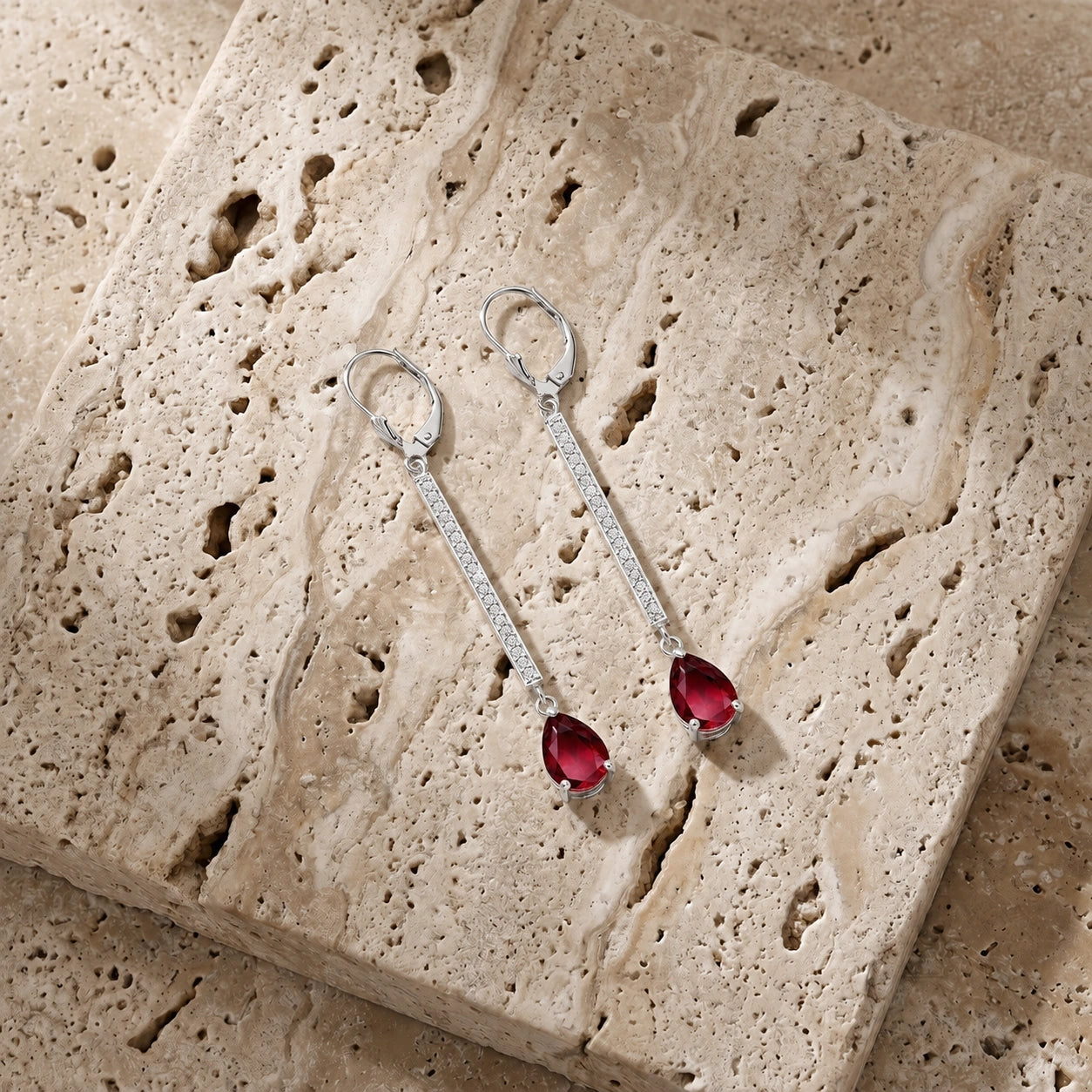 White Gold Belle Earrings Ruby 10K — Miranda