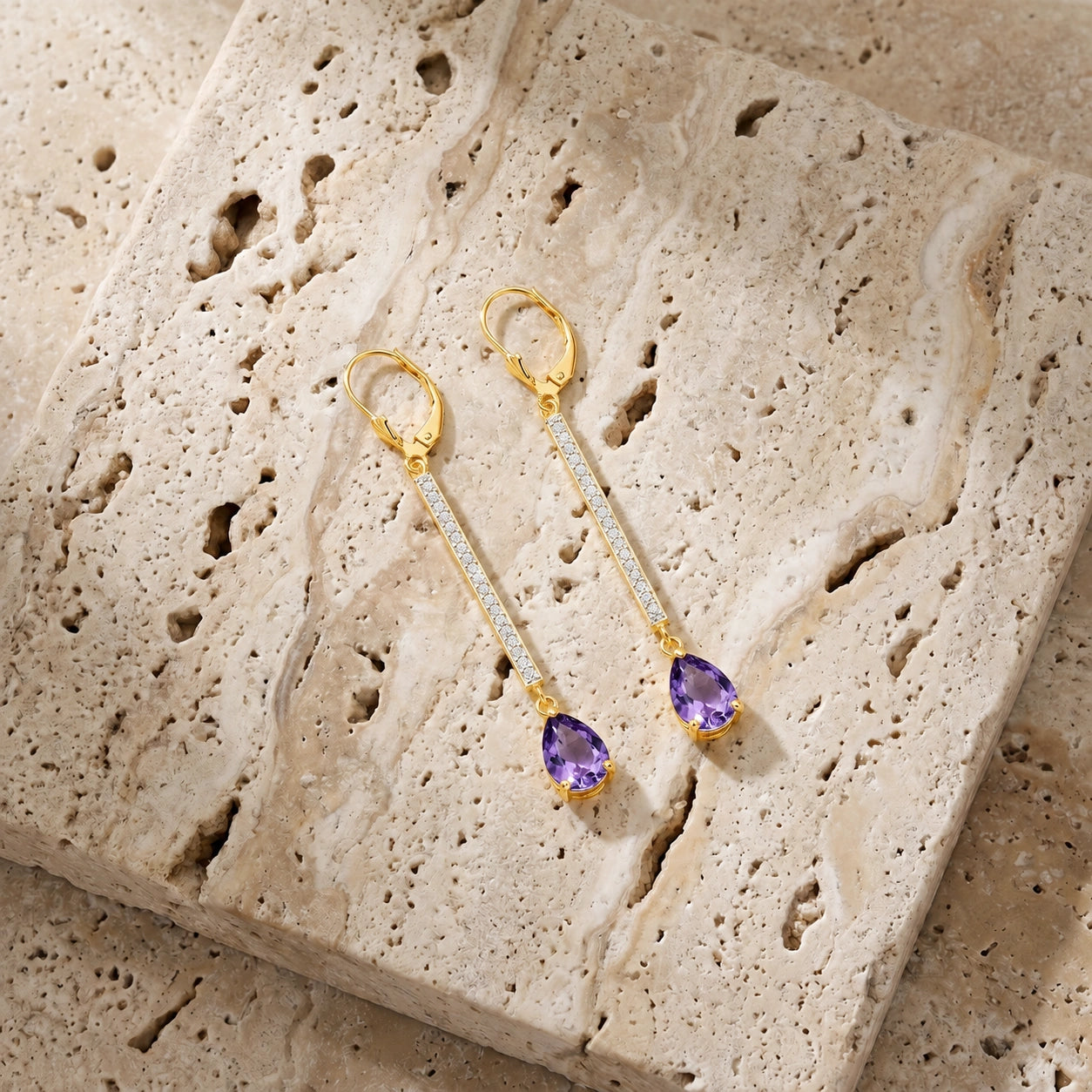 Yellow Gold Diamond & Amethyst — Mariafosca