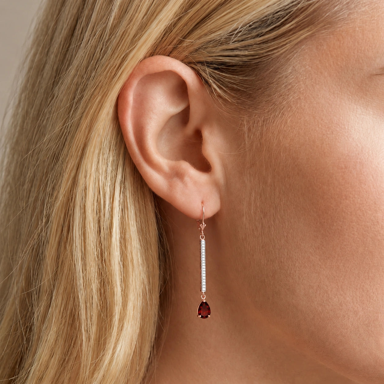 Rose Gold Belle Earrings Garnet 10K — Miranda