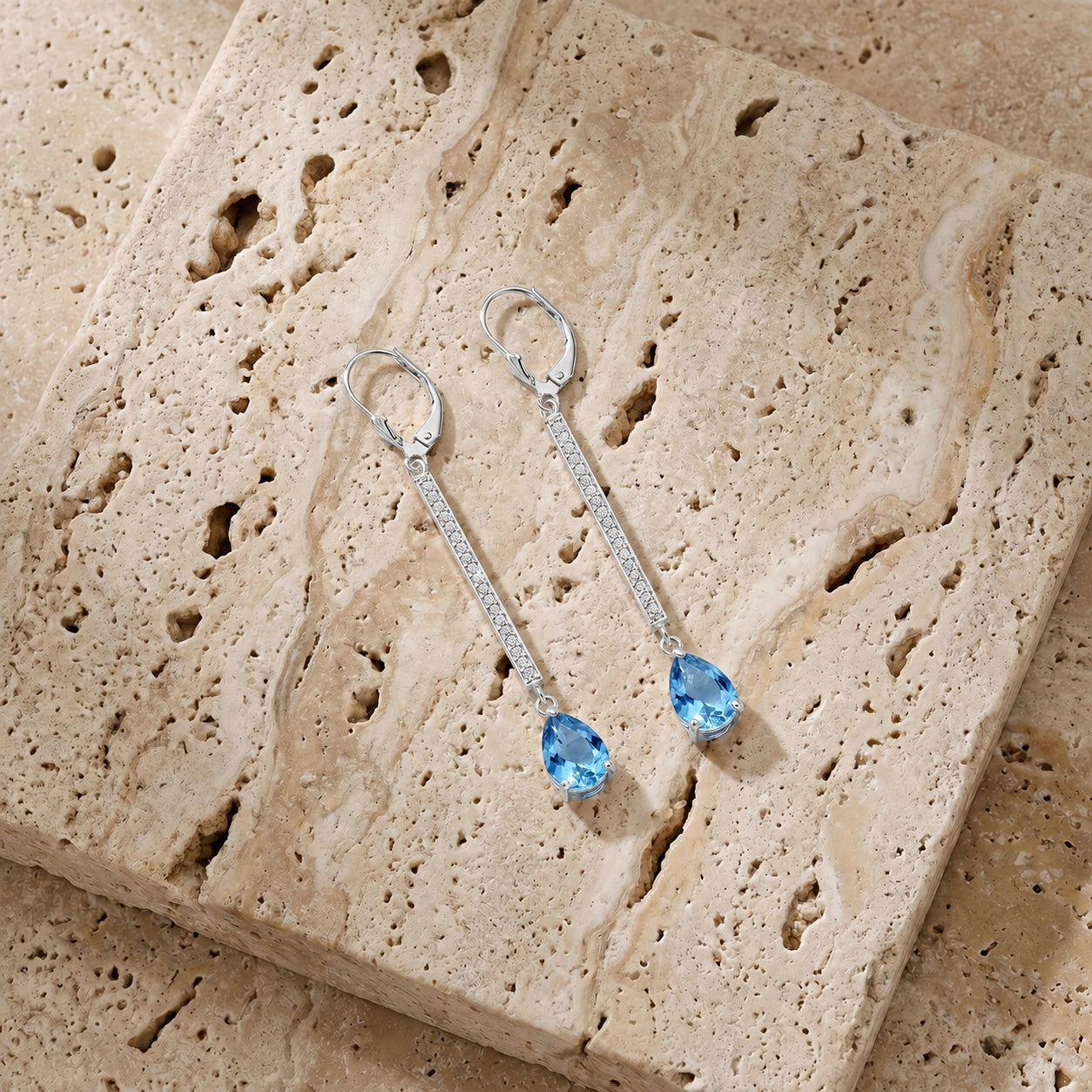 White Gold Belle Earrings Blue Topaz 10K — Miranda