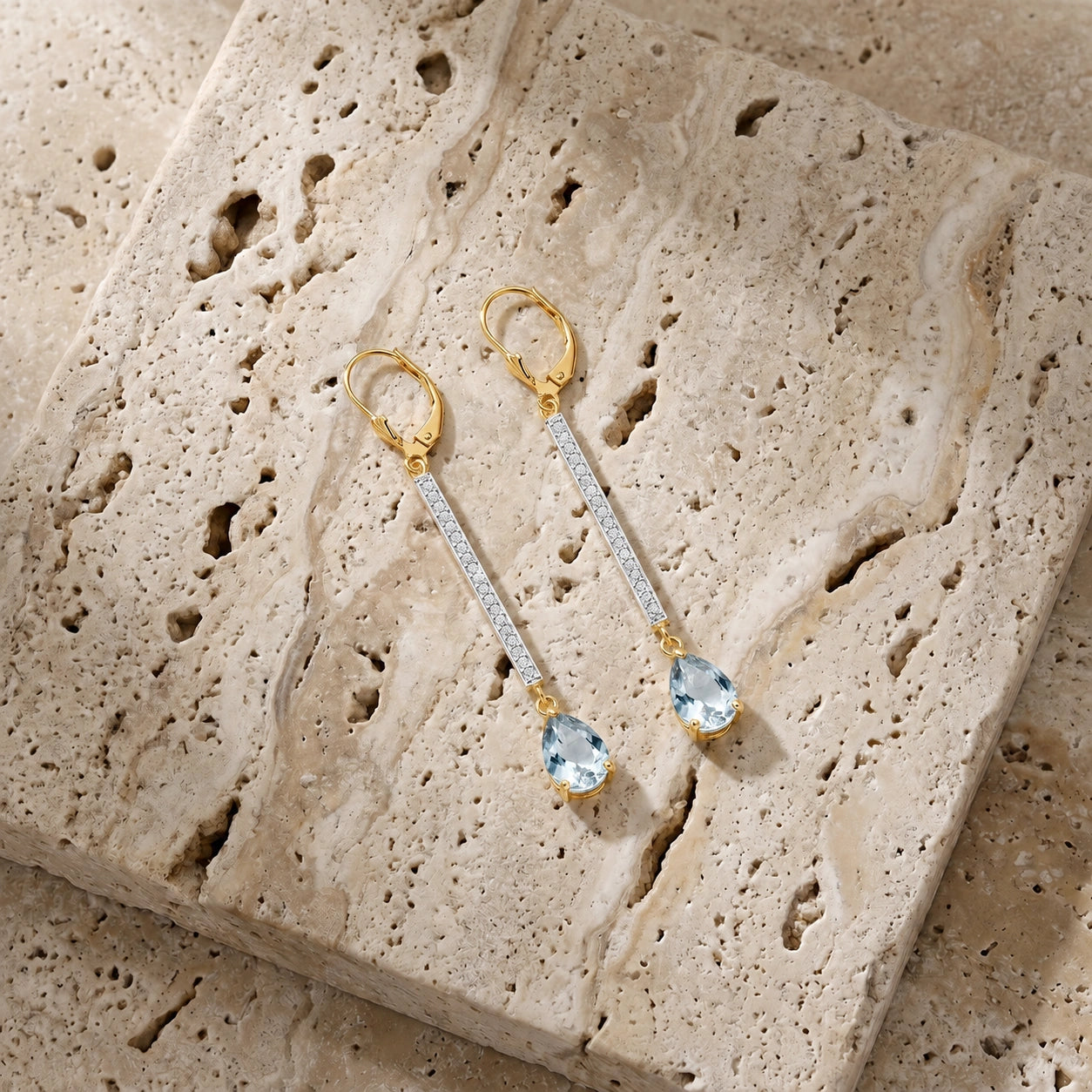 Yellow Gold Belle Earrings Aquamarine 10K — Miranda